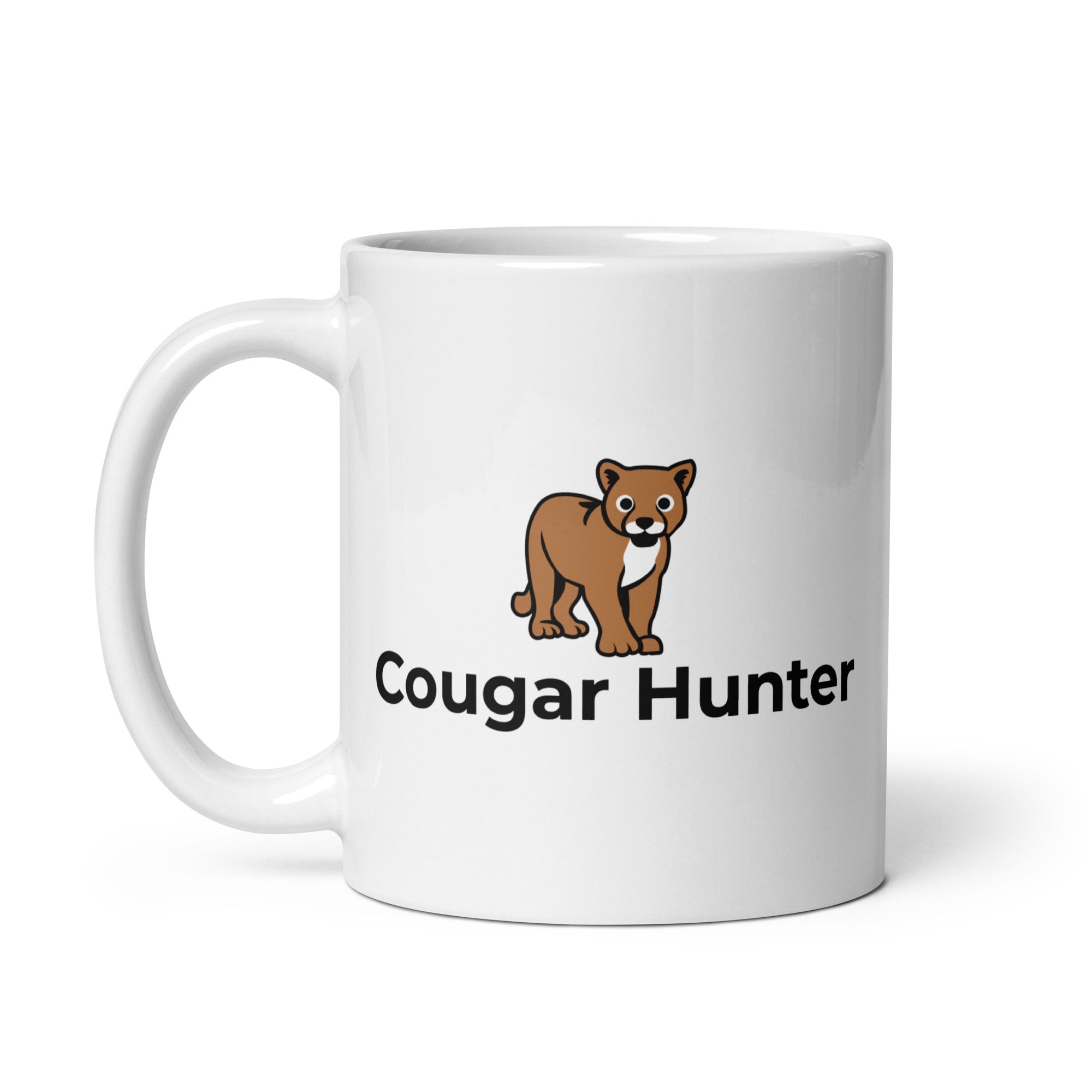 Cougar Hunter White glossy mug