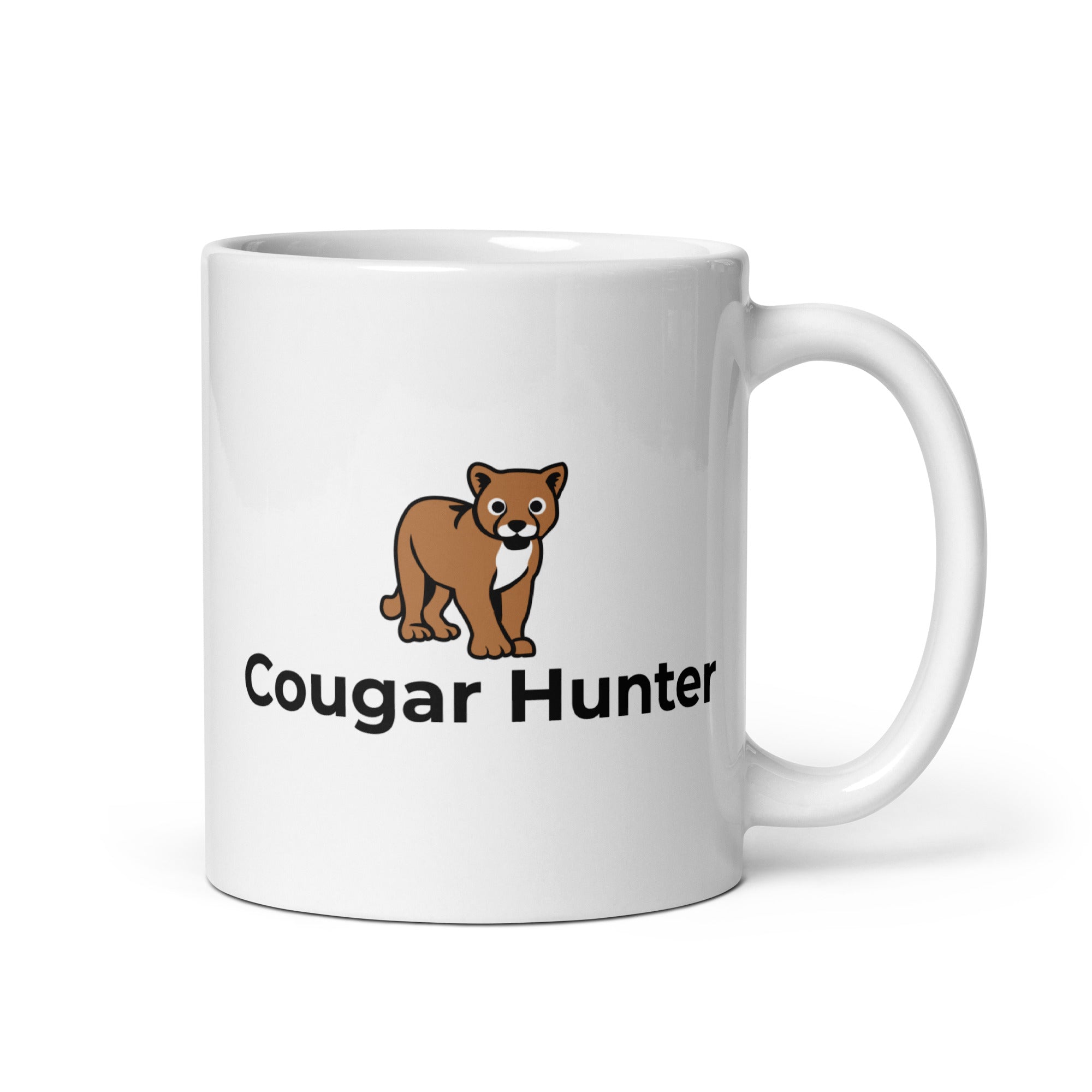 Cougar Hunter White glossy mug