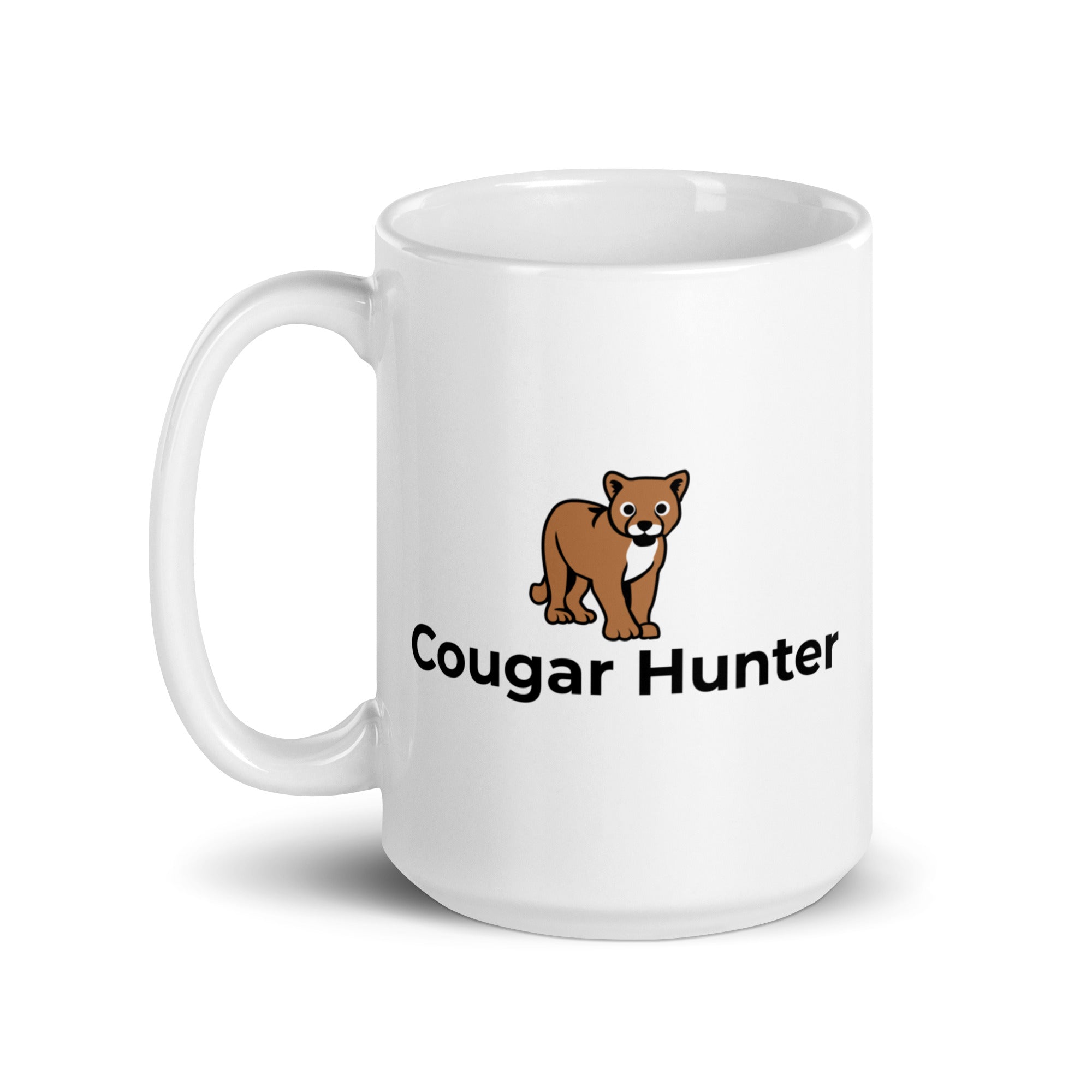 Cougar Hunter White glossy mug