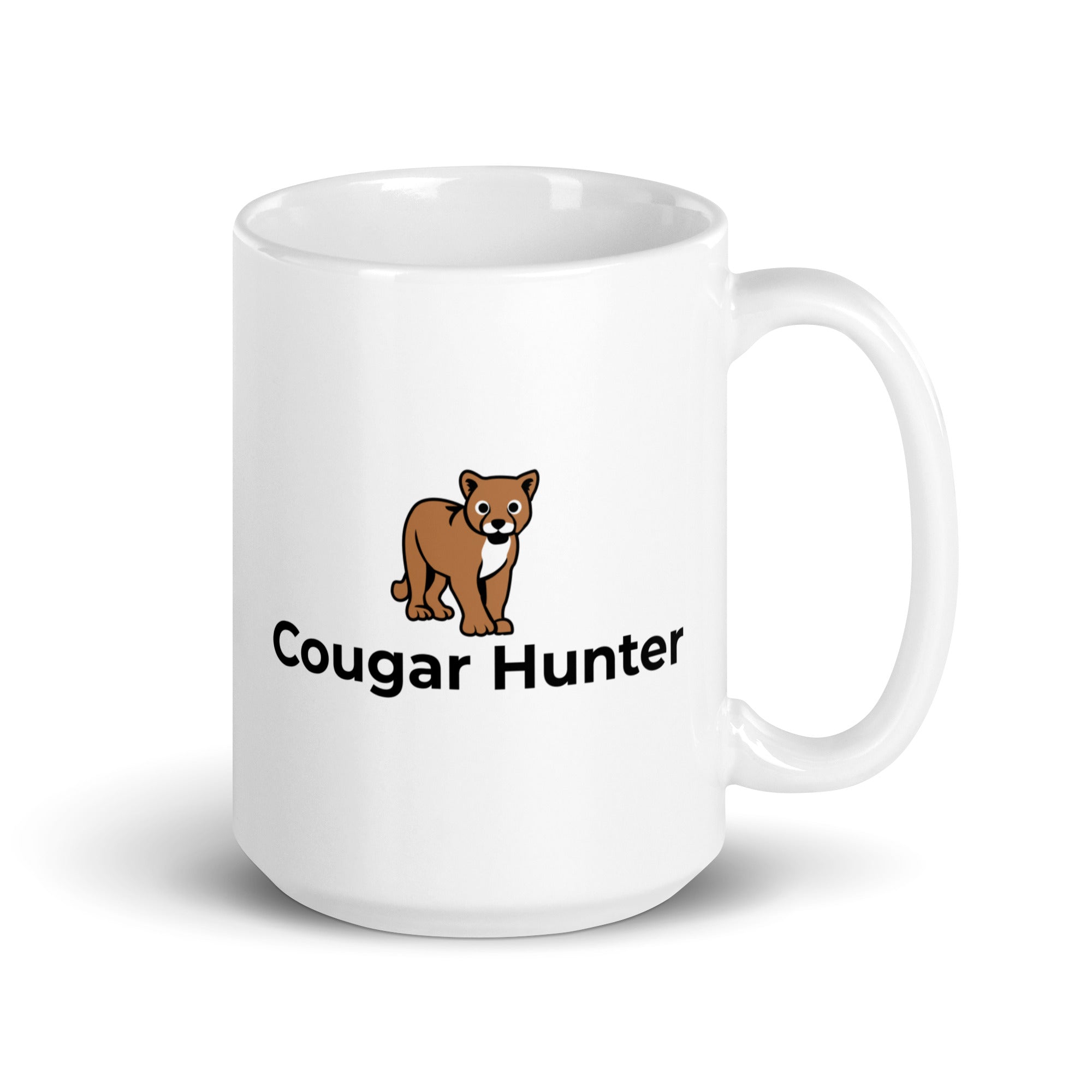 Cougar Hunter White glossy mug