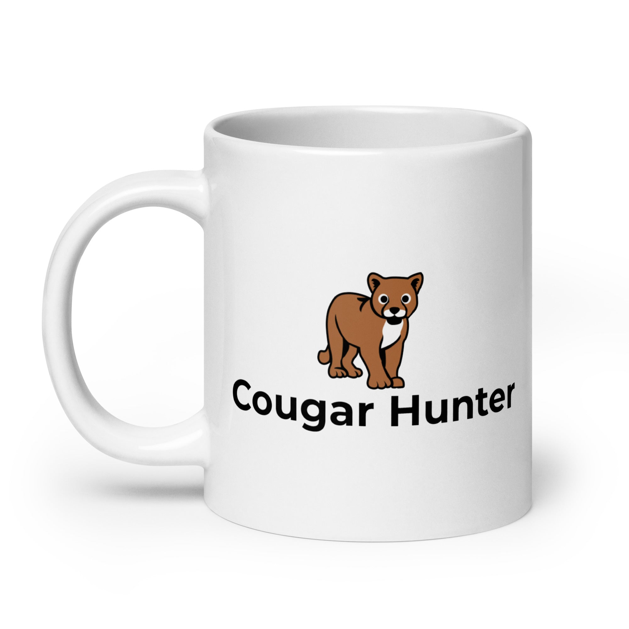 Cougar Hunter White glossy mug