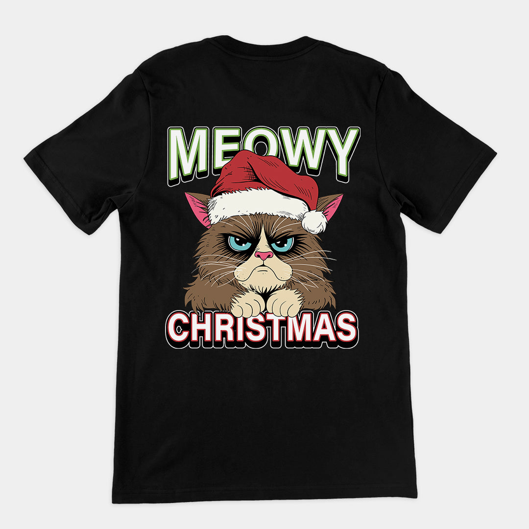 Meowy Christmas t-shirt (backprint)