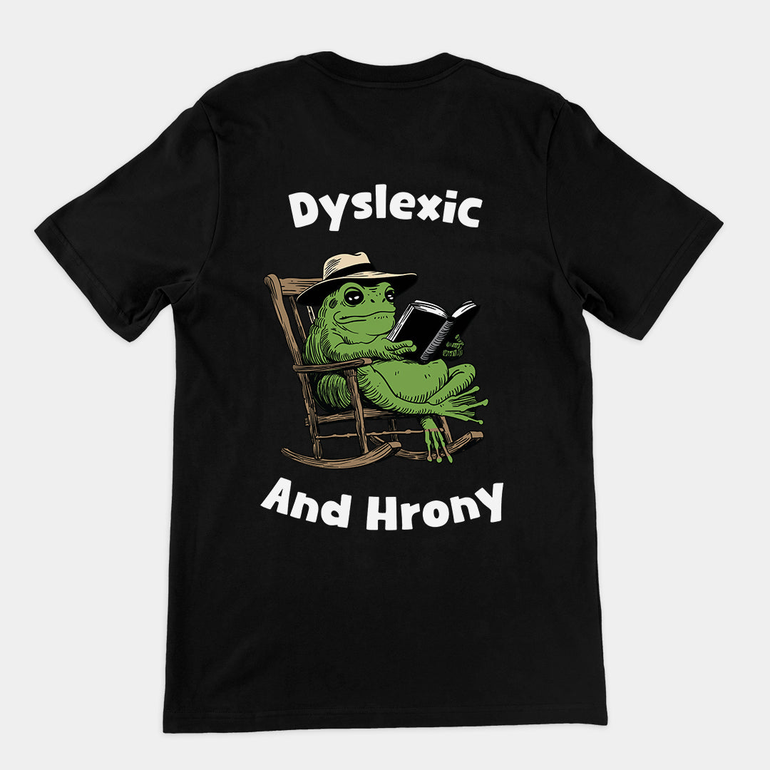 Dyslexic and Hrony t-shirt (backprint)