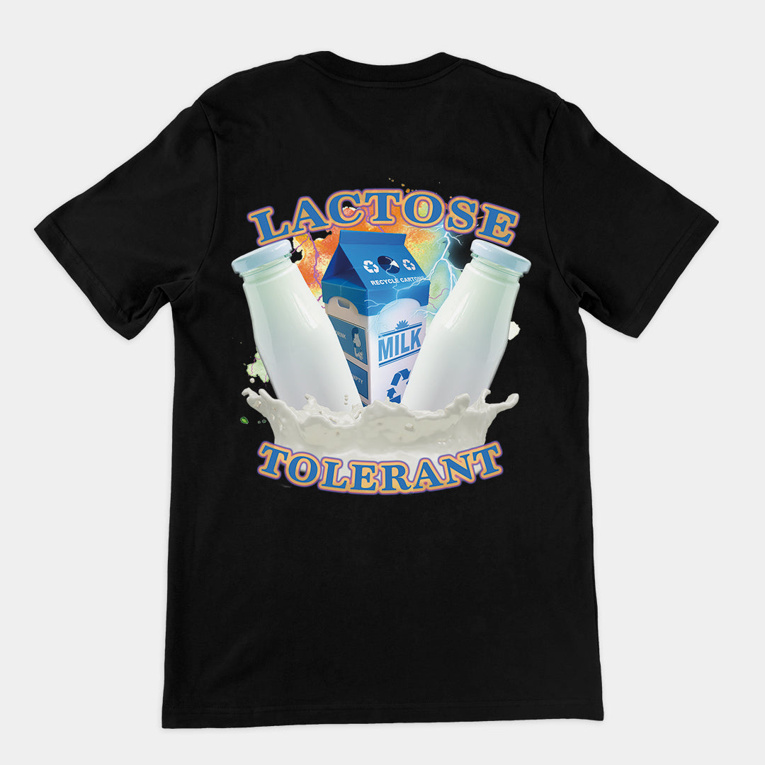 Lactose Tolerant (OG design) t-shirt (backprint)