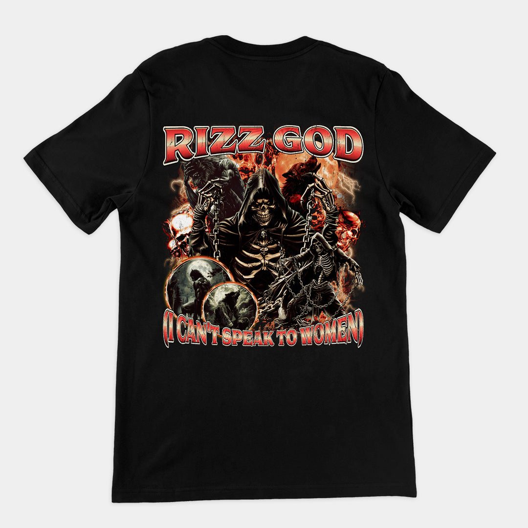 Rizz God (I Can't Speak to Women) t-shirt (backprint)