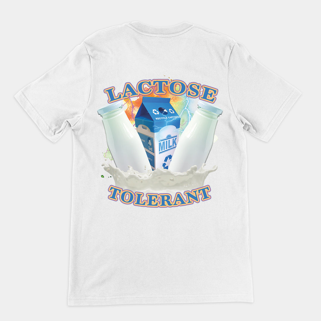 Lactose Tolerant (OG design) t-shirt (backprint)