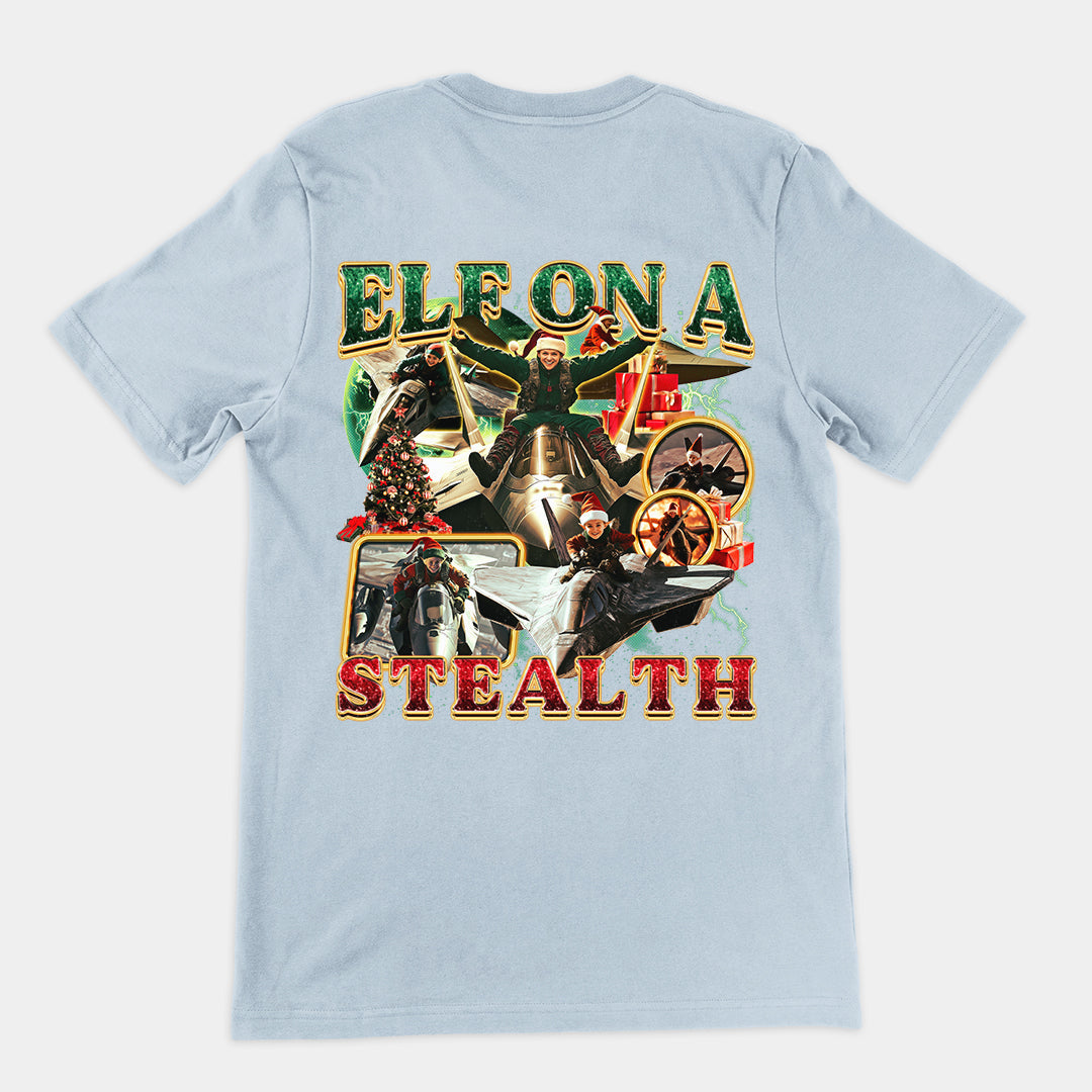 Elf on a Stealth t-shirt (backprint)