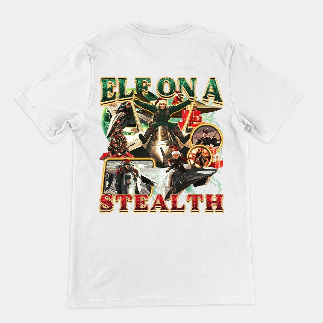 Elf on a Stealth t-shirt (backprint)