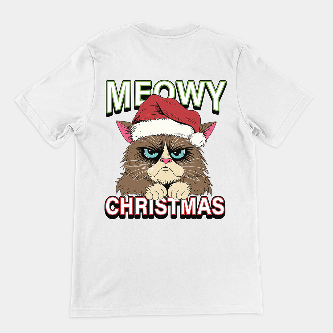 Meowy Christmas t-shirt (backprint)