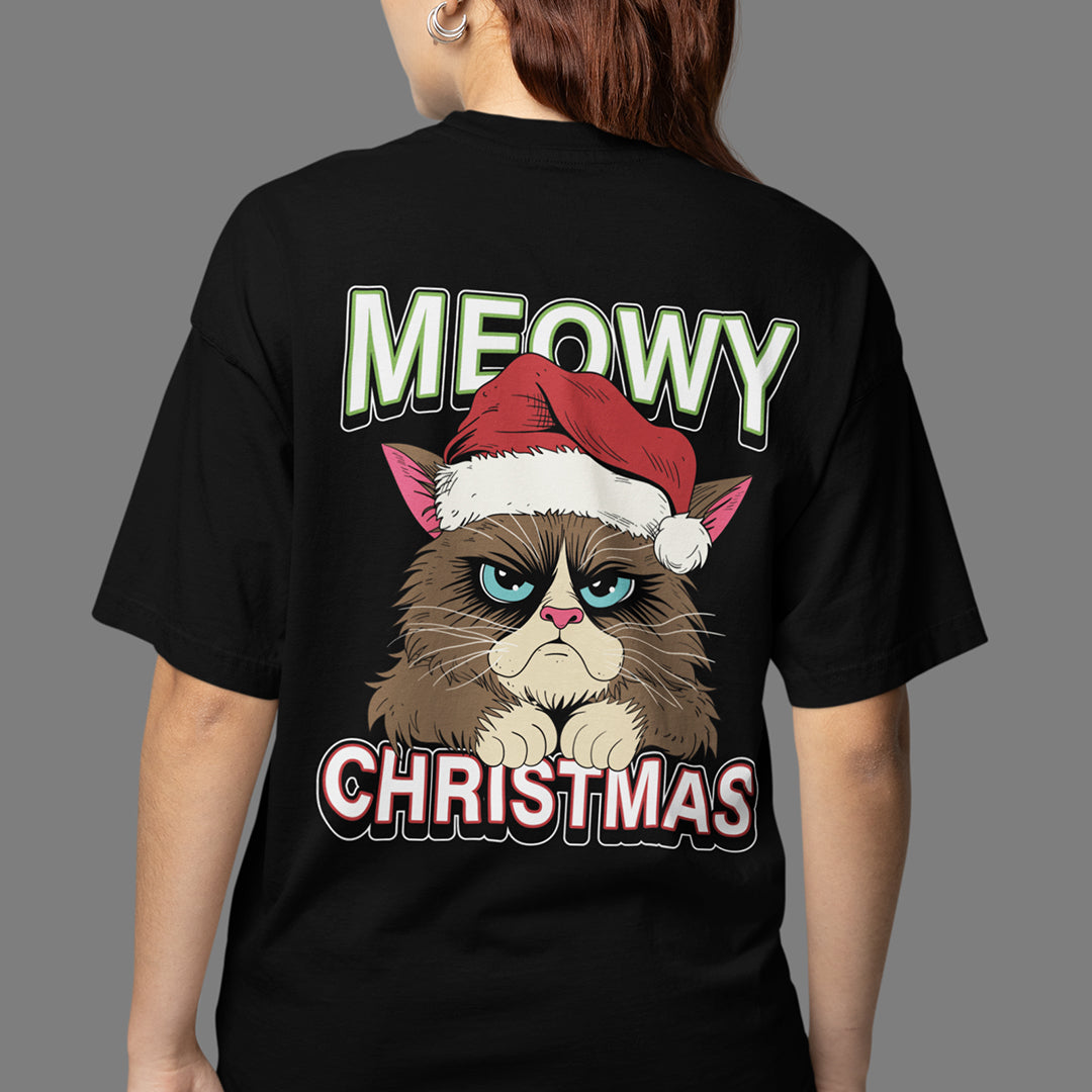 Meowy Christmas t-shirt (backprint)