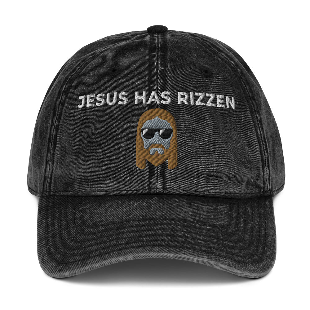 Jesus Has Rizzen Vintage Cotton Twill Cap