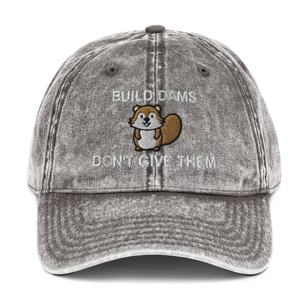 Build Dams Don't Give Them Vintage Cotton Twill Cap