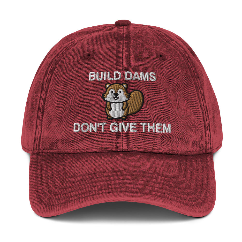 Build Dams Don't Give Them Vintage Cotton Twill Cap