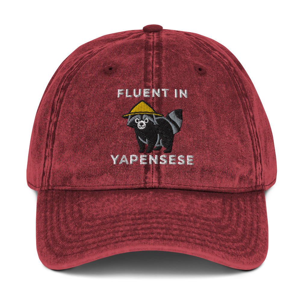 Fluent in Yapensese Vintage Cotton Twill Cap