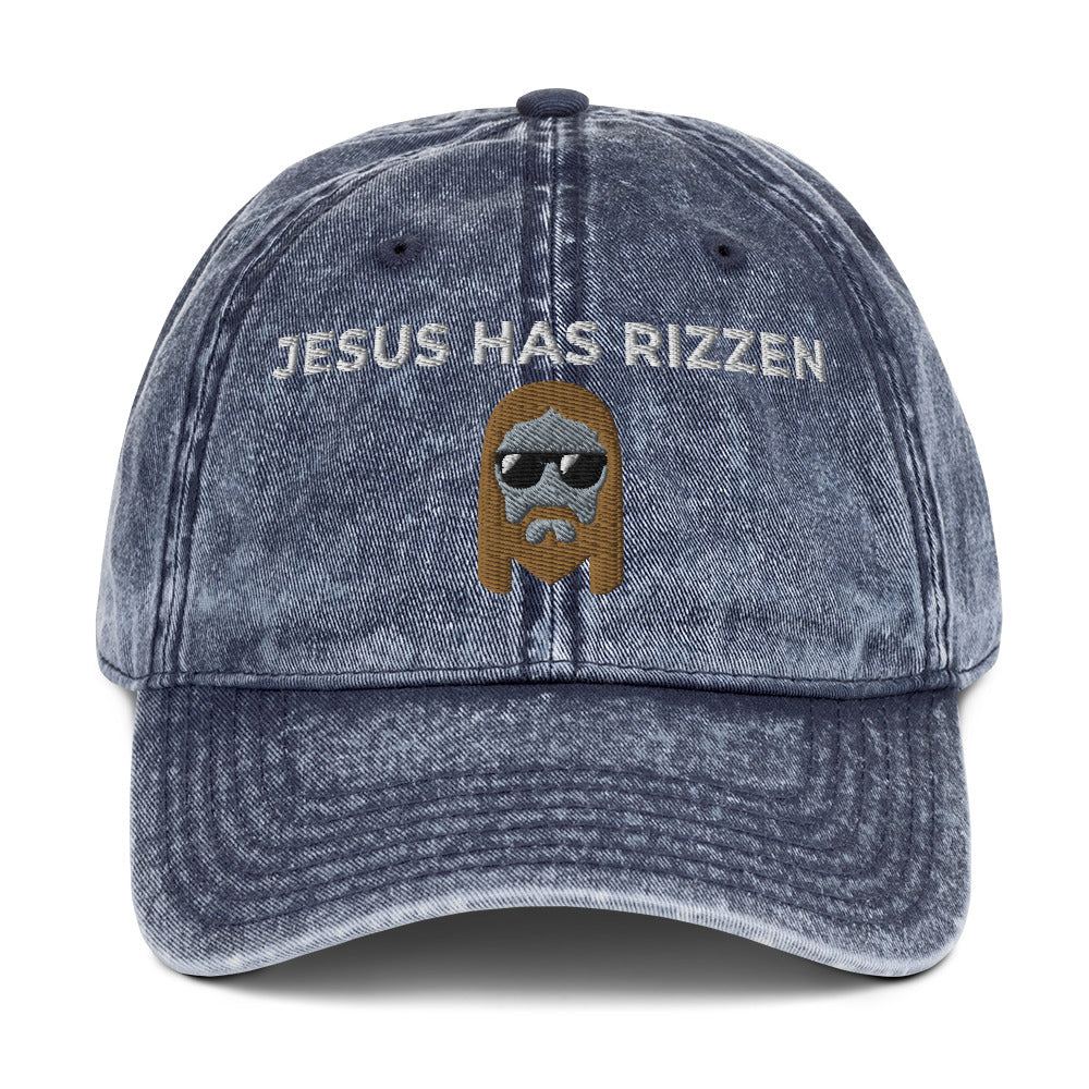 Jesus Has Rizzen Vintage Cotton Twill Cap