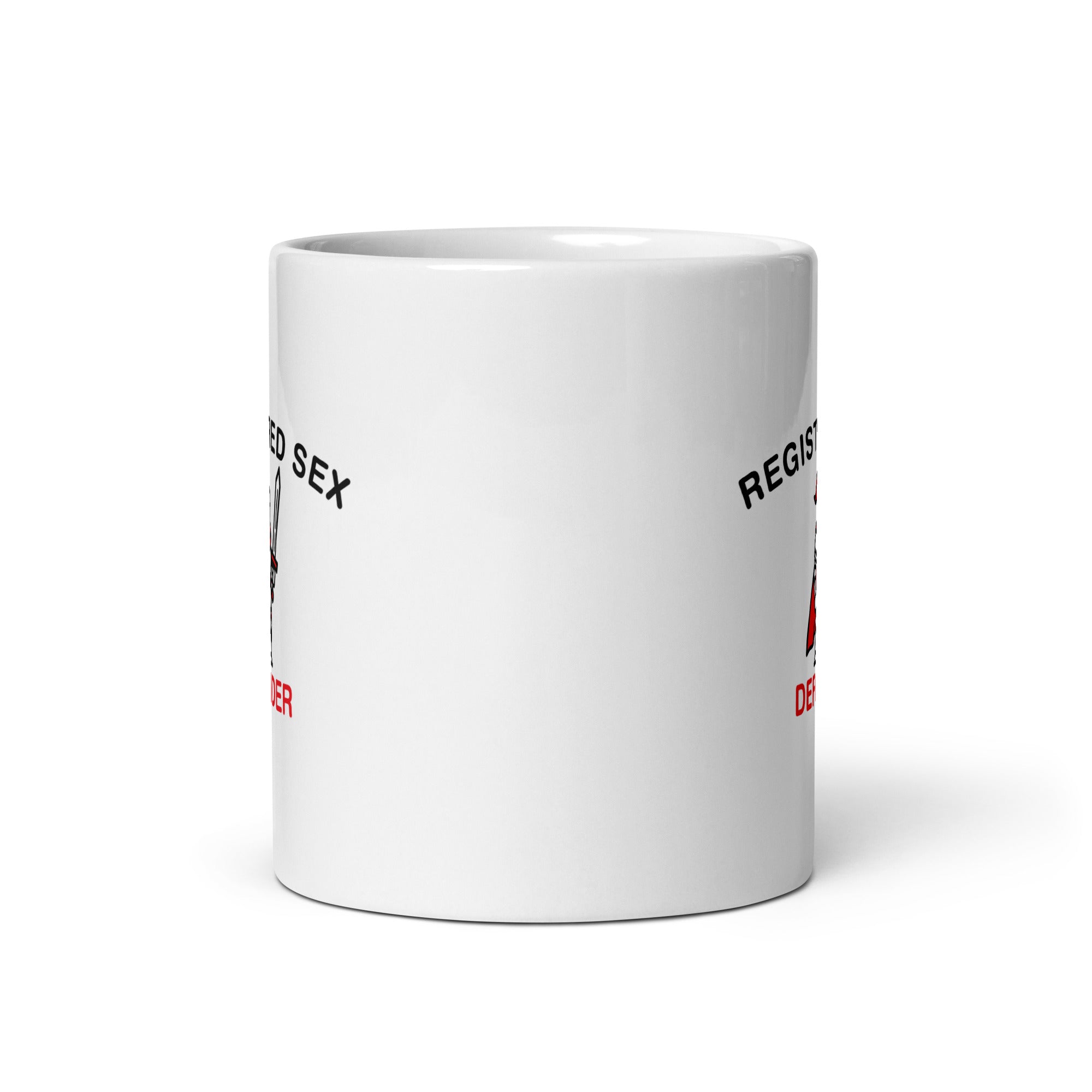 Registered Sex Defender White glossy mug