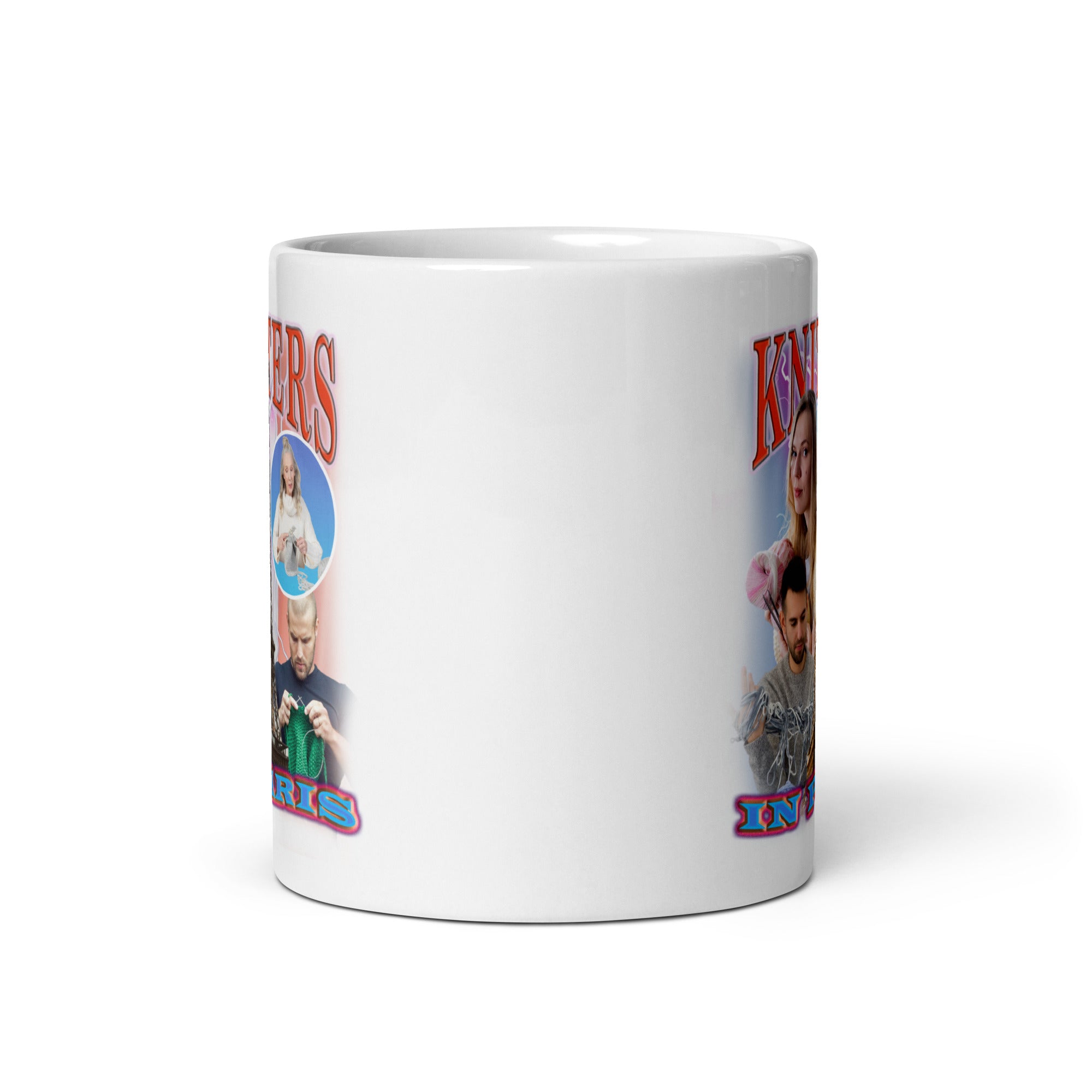 Knitters in Paris White glossy mug