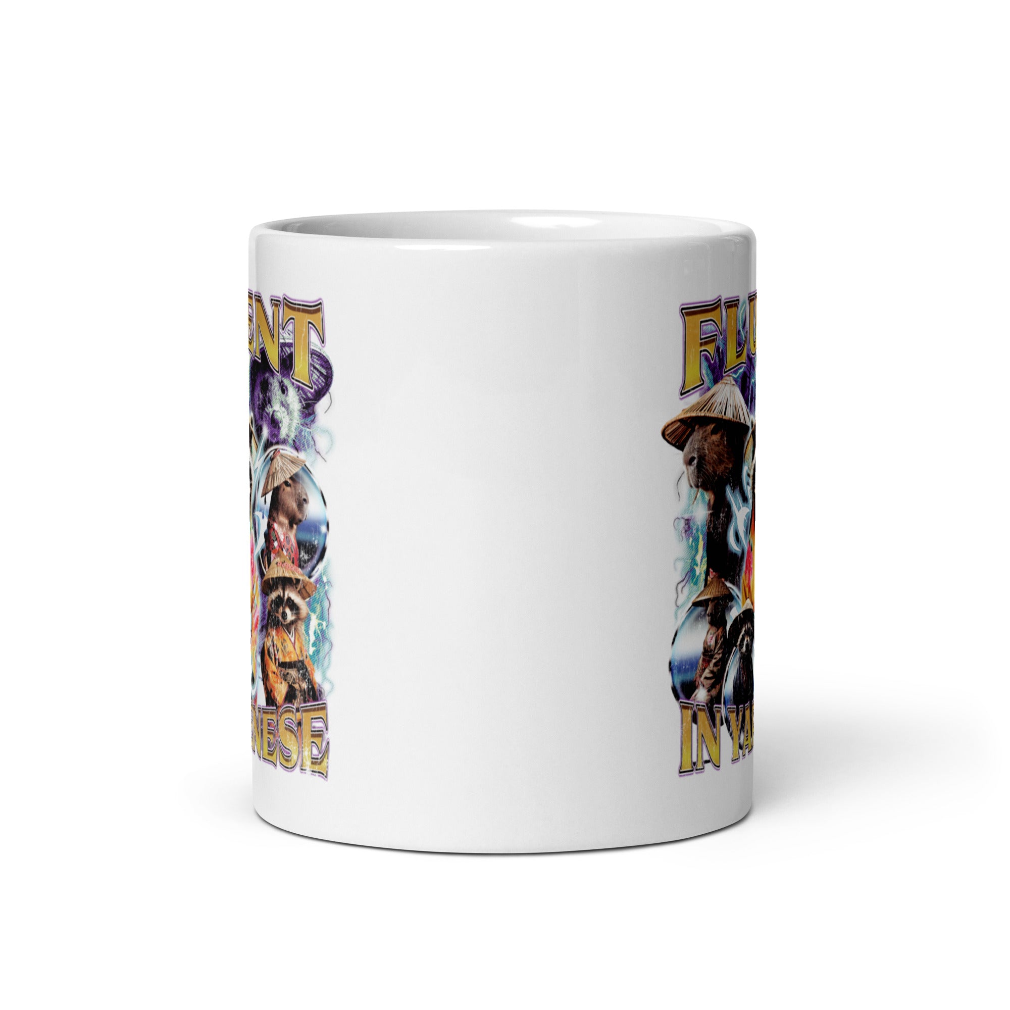 Fluent in Yapenese White glossy mug