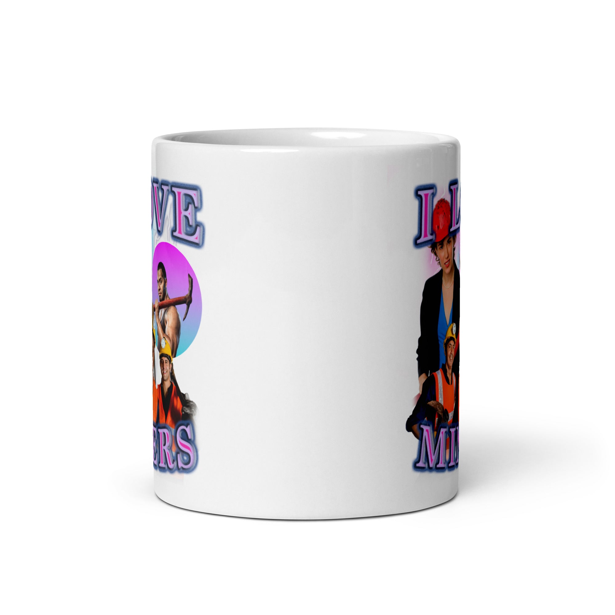 I Love Miners White glossy mug