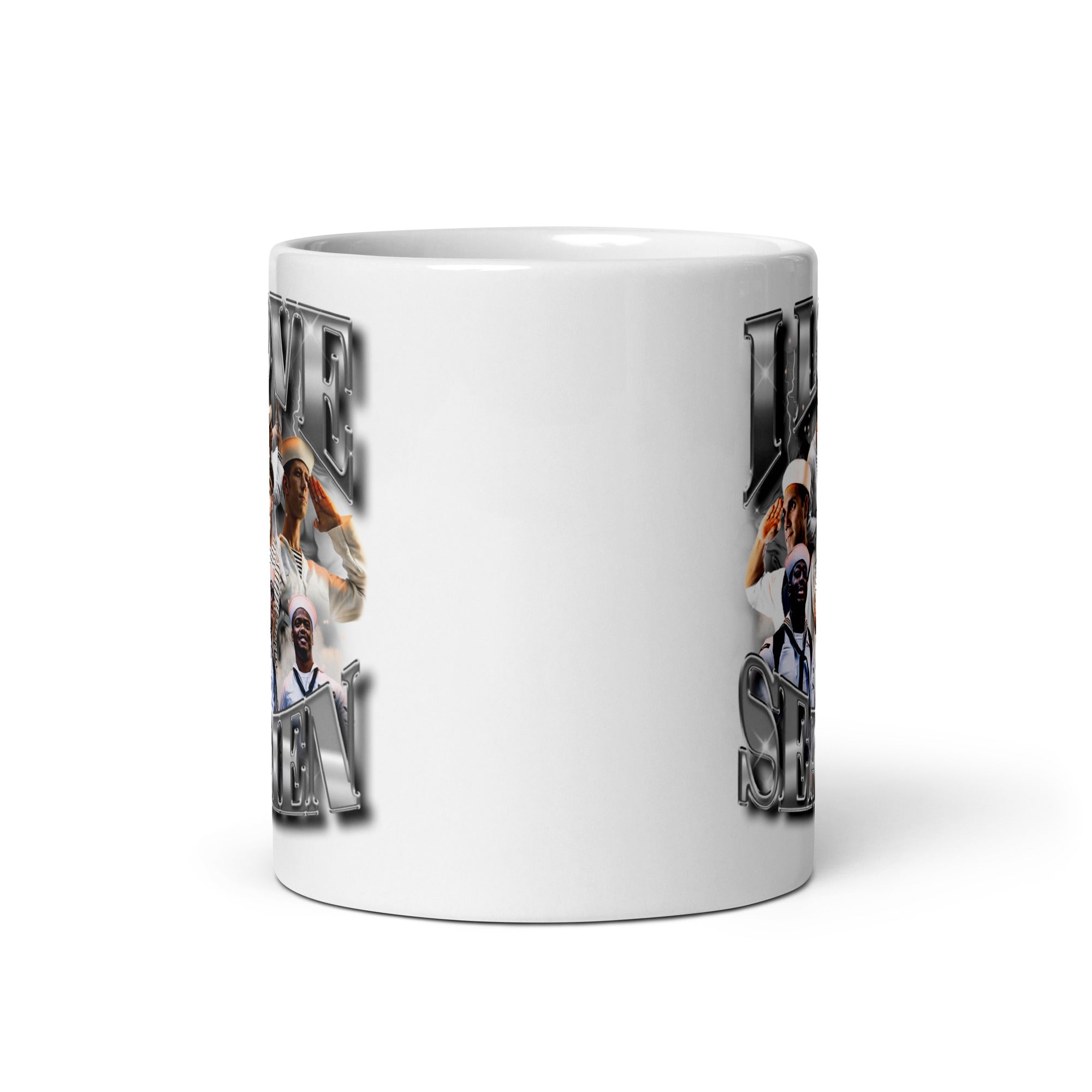 I Love Seamen White glossy mug