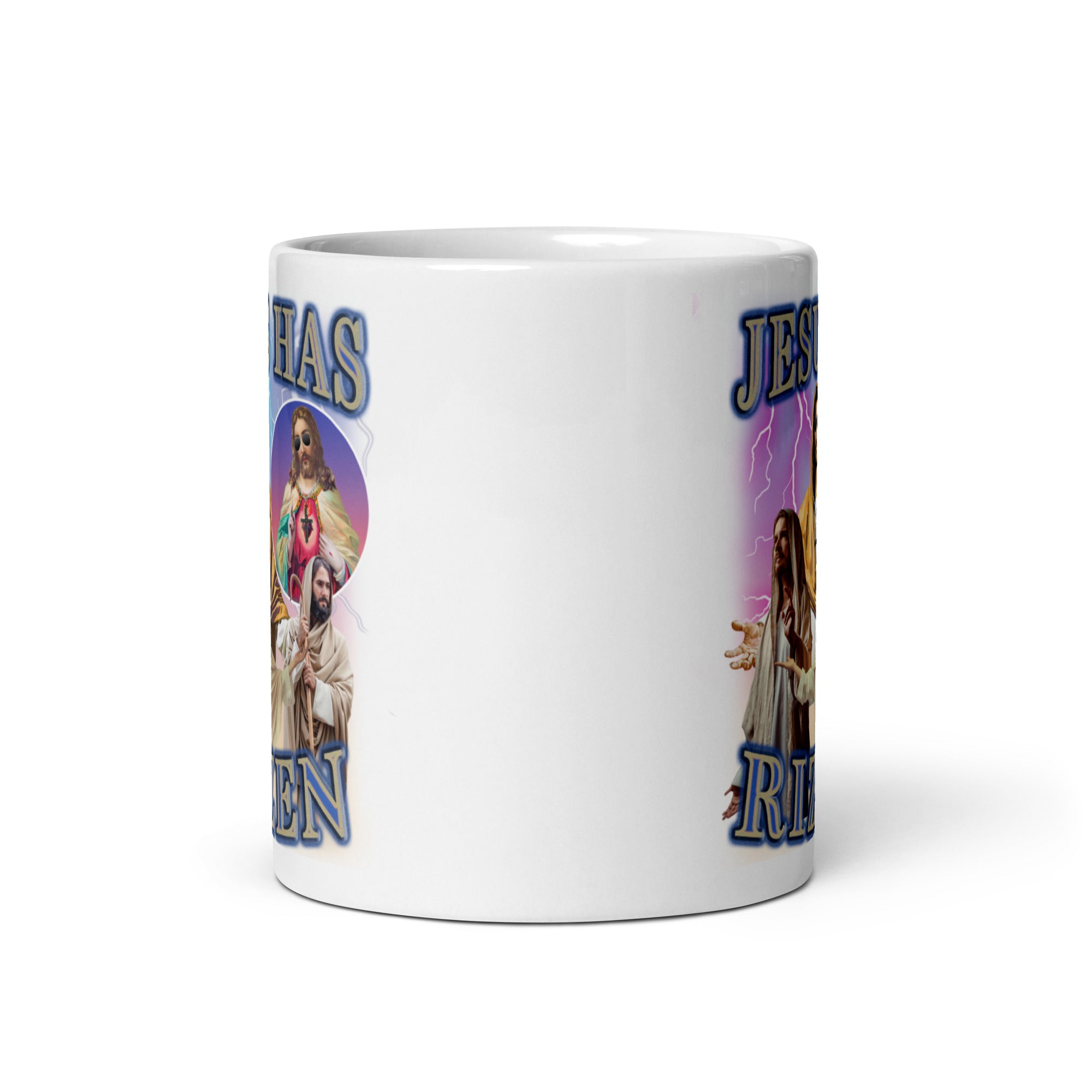 Jesus has Rizzen White glossy mug