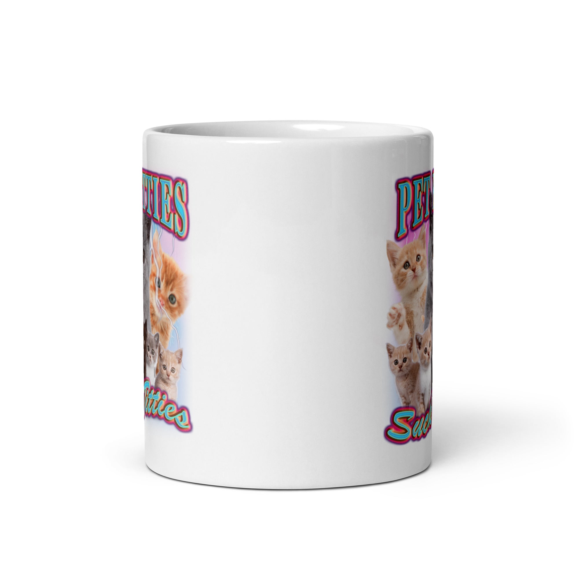 Pet Kitties Suck Titties White glossy mug