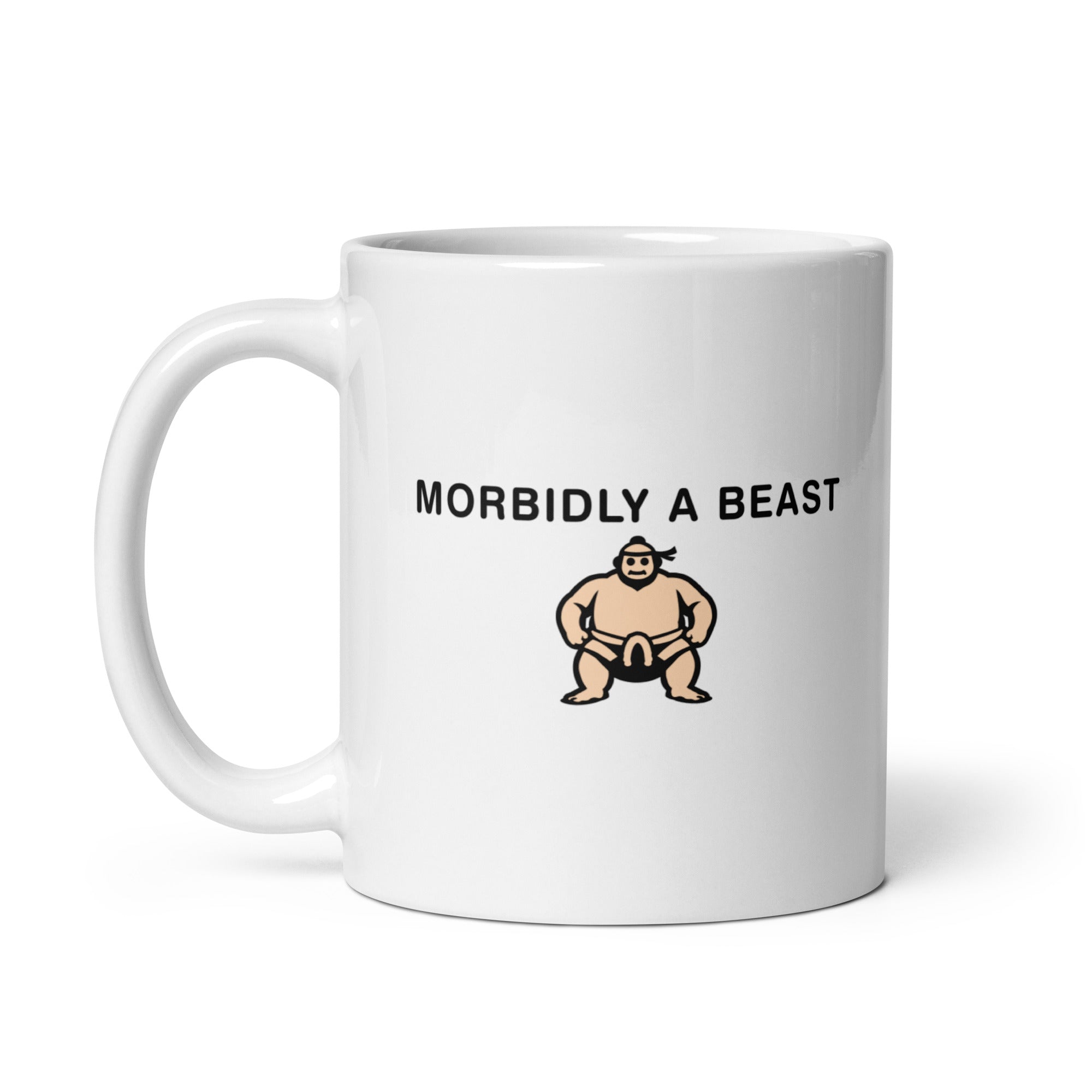 Morbidly a Beast White glossy mug