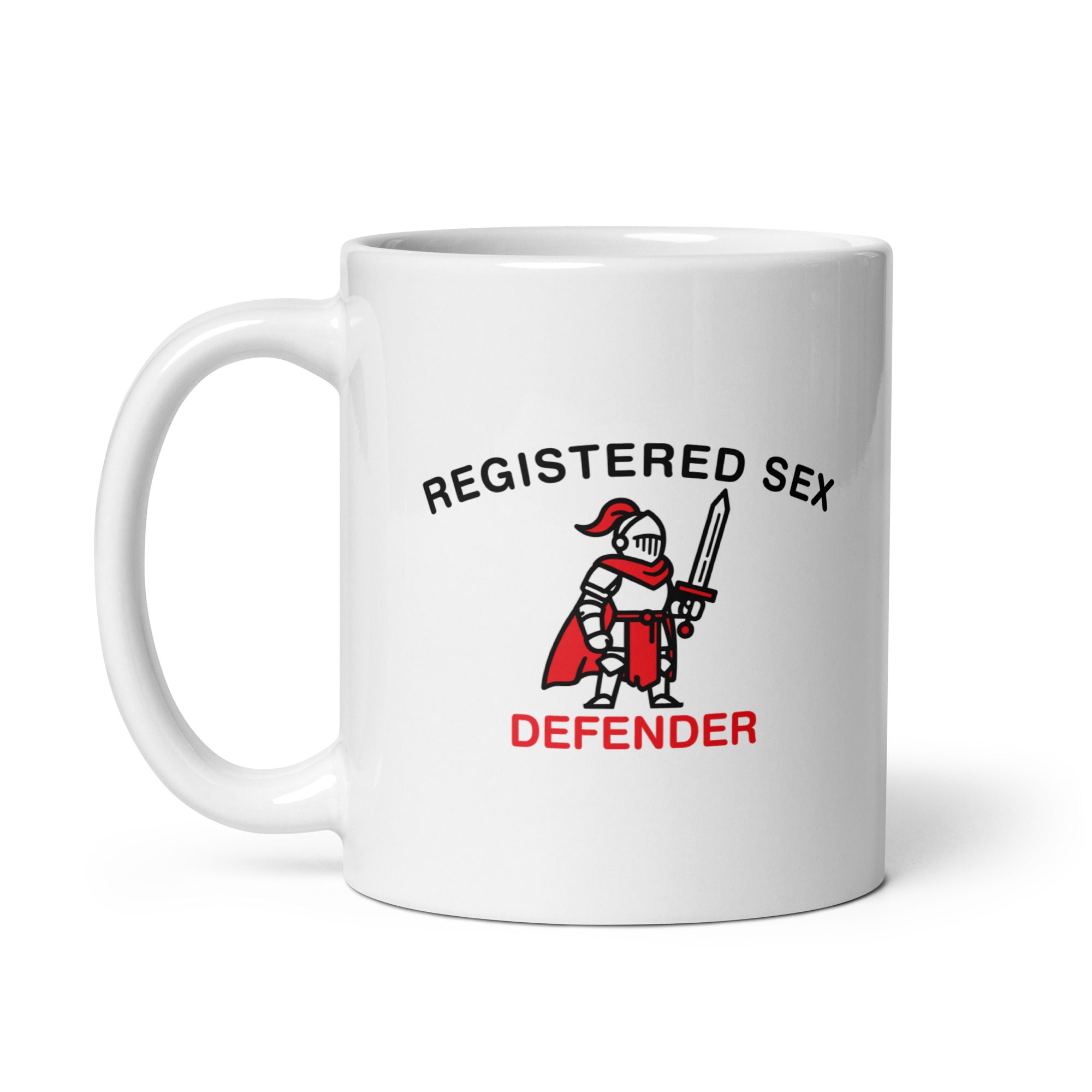 Registered Sex Defender White glossy mug