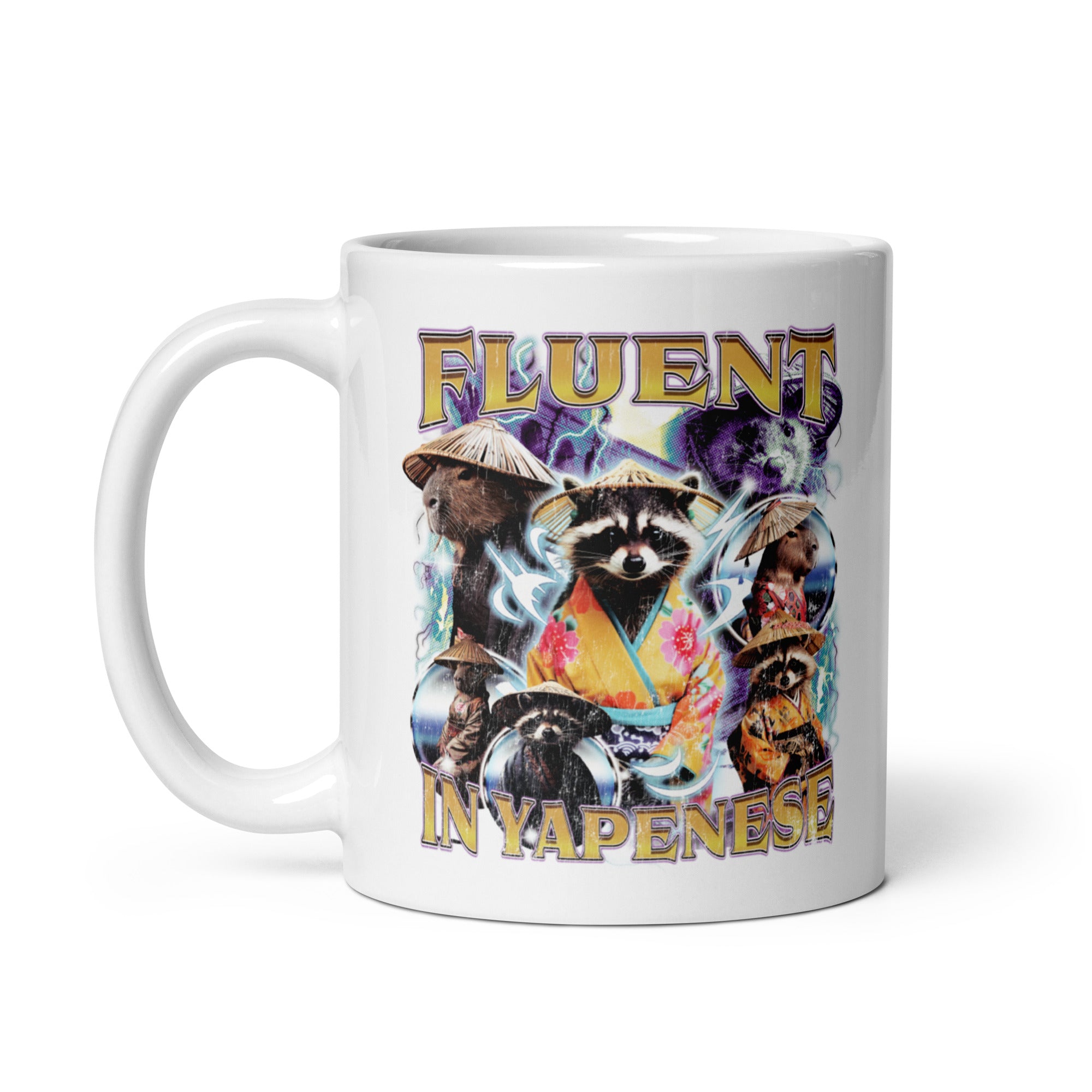 Fluent in Yapenese White glossy mug