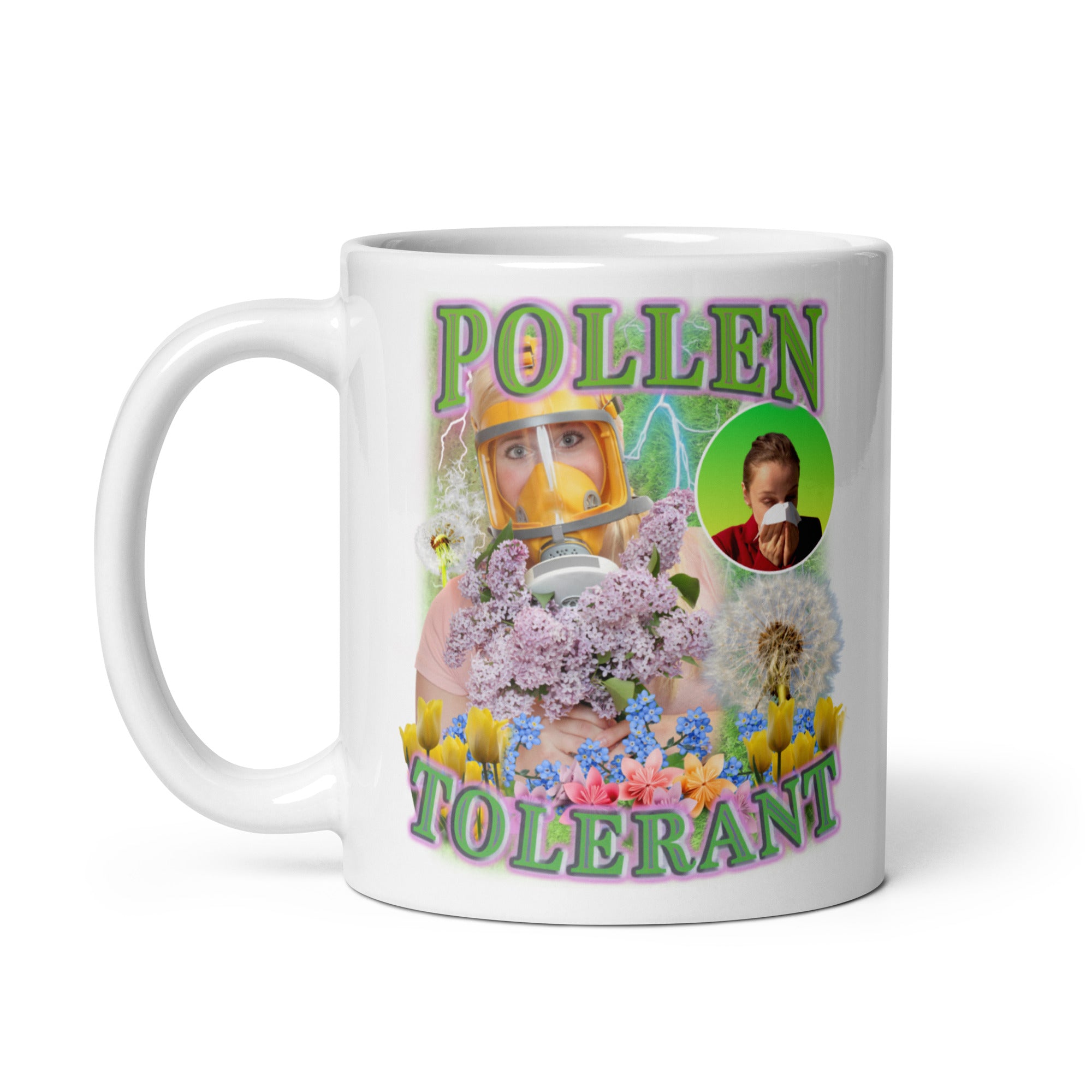 Pollen tolerant White glossy mug