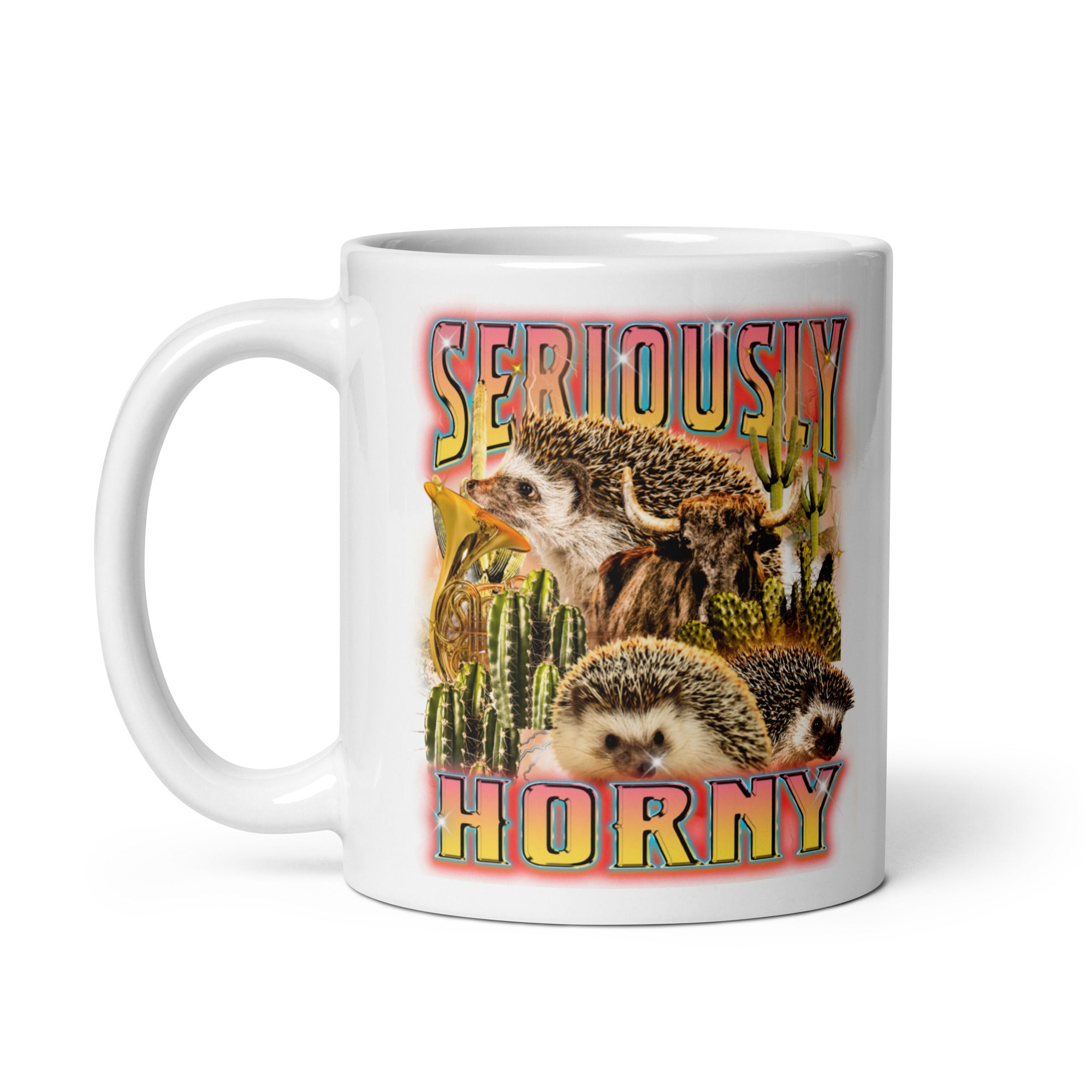 Seriously Horny White glossy mug