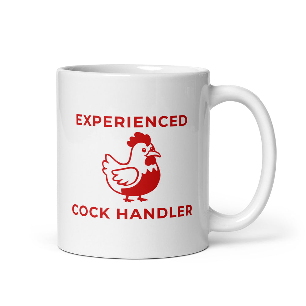 Experienced Cock Handler White glossy mug