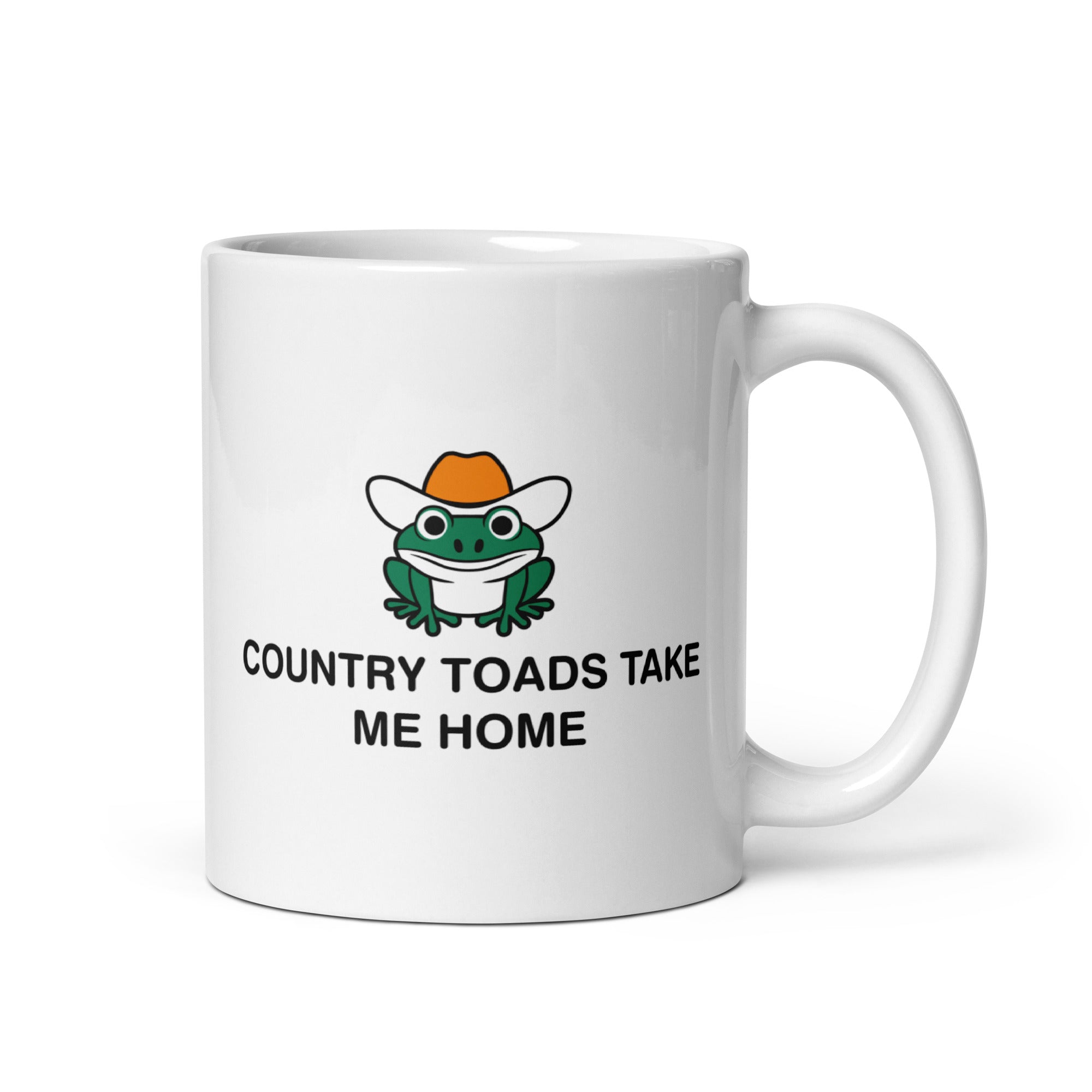 Country Toads Take Me Home White glossy mug