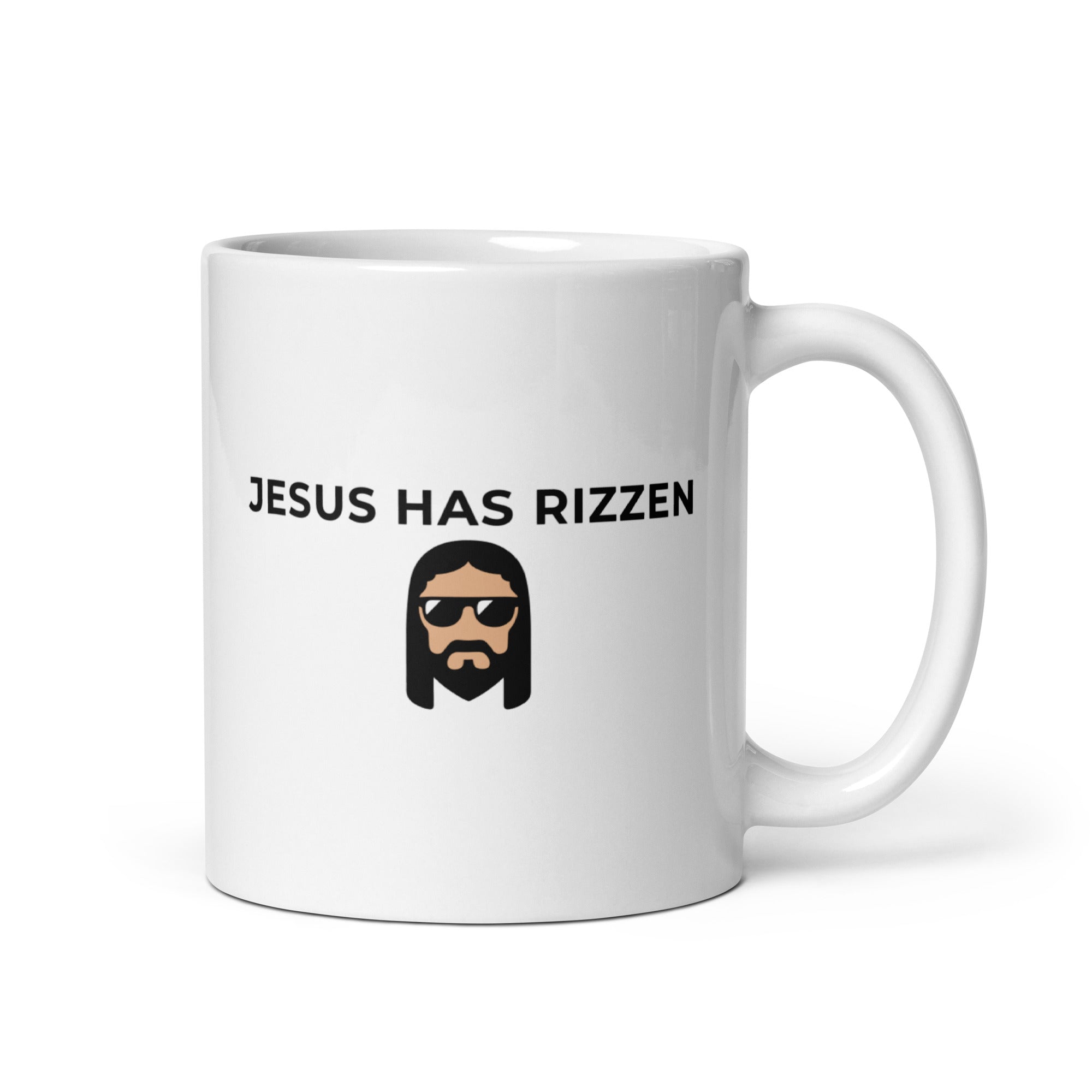 Jesus has Rizzen White glossy mug