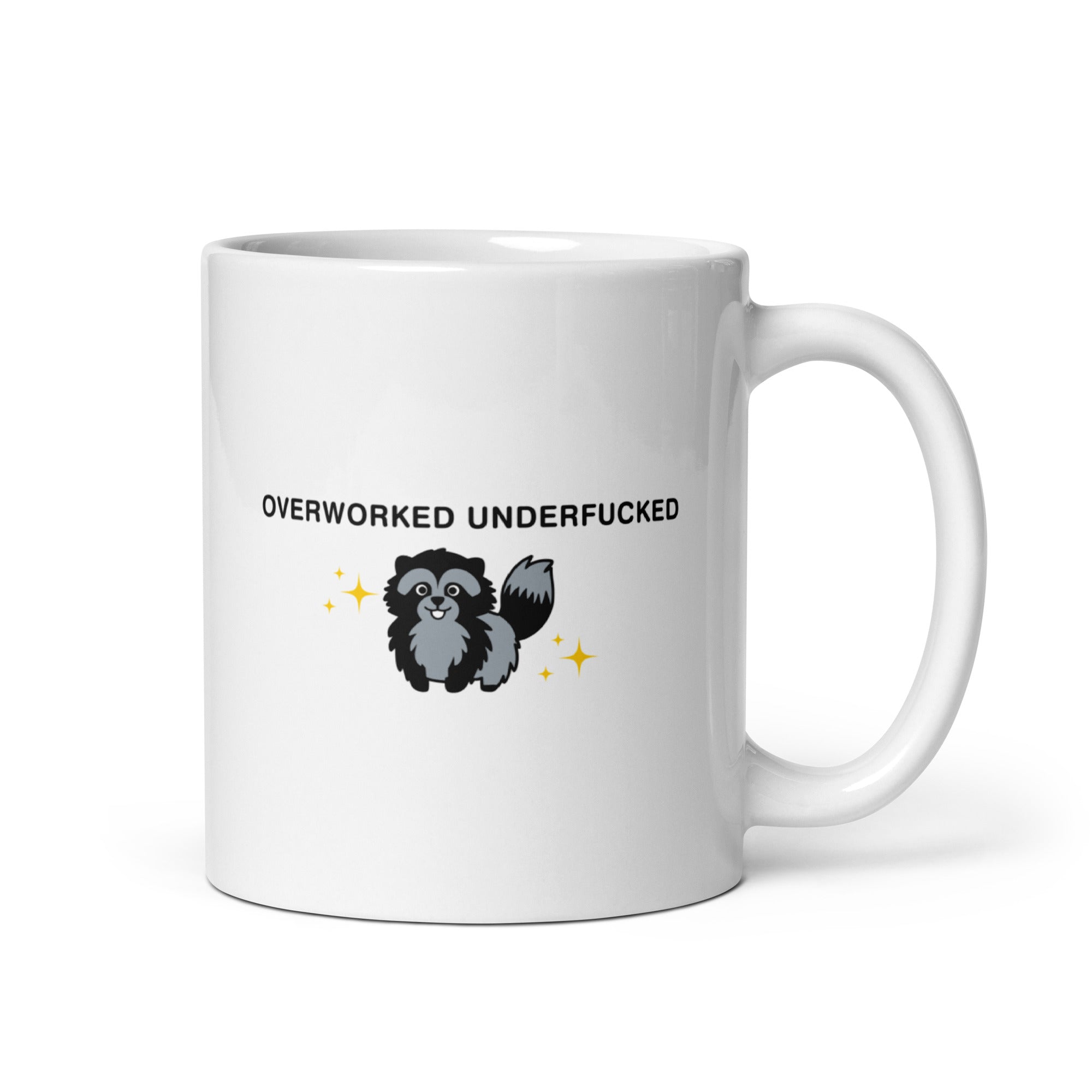 Overworked Underfucked White glossy mug