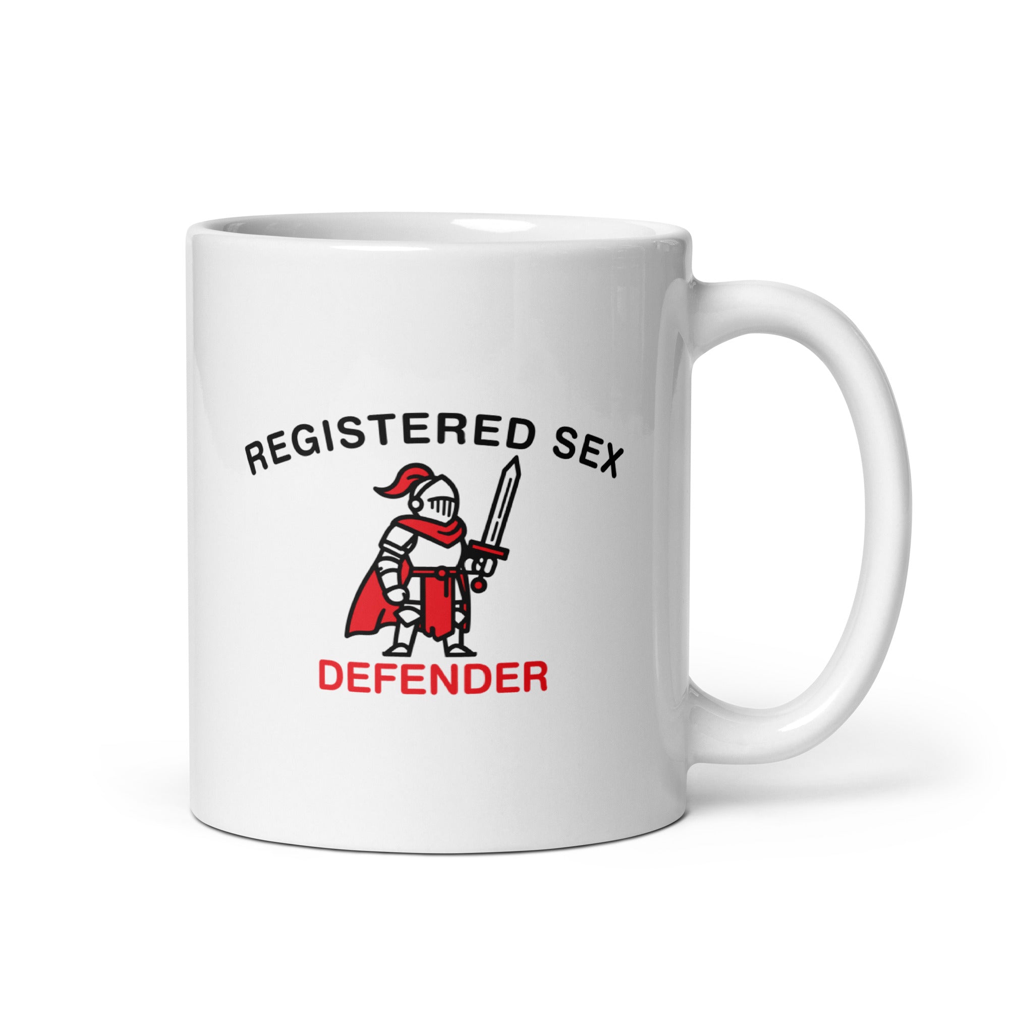 Registered Sex Defender White glossy mug