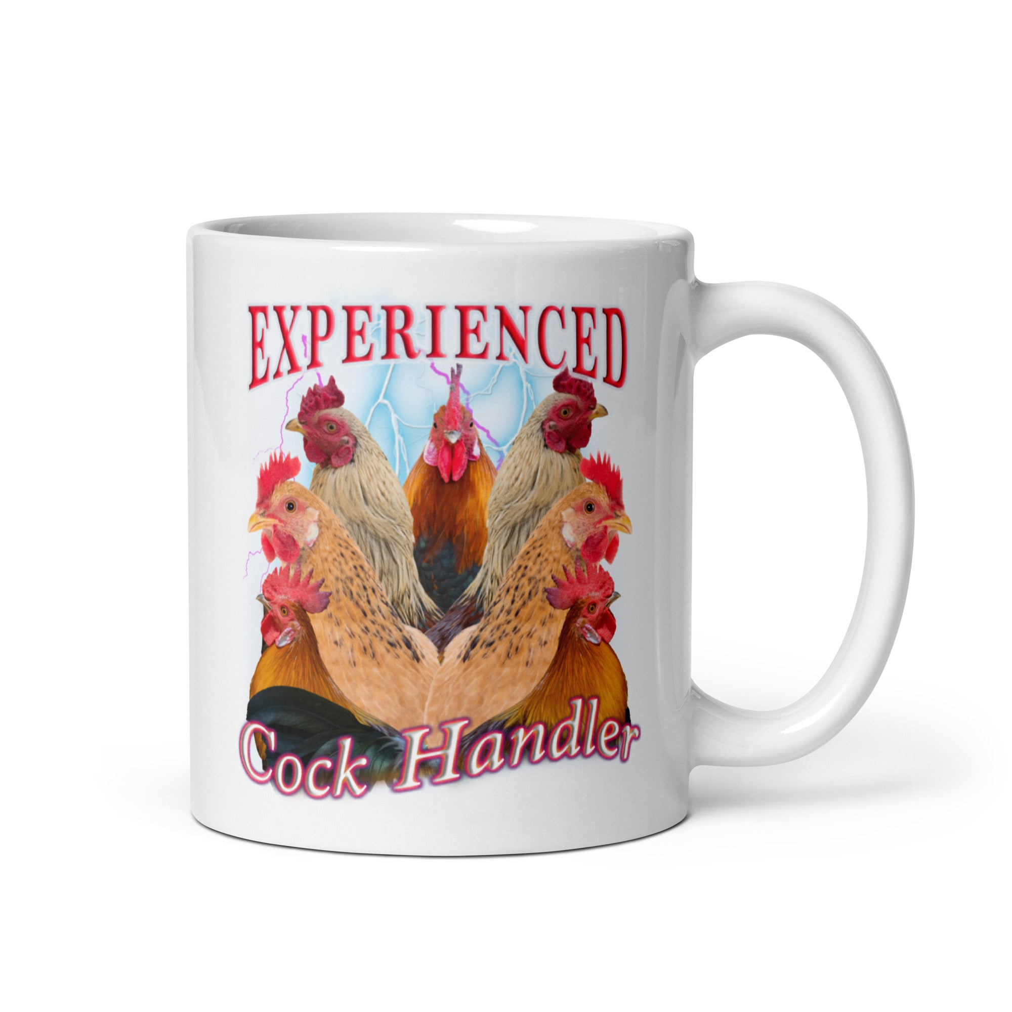 Experienced Cock Handler White glossy mug