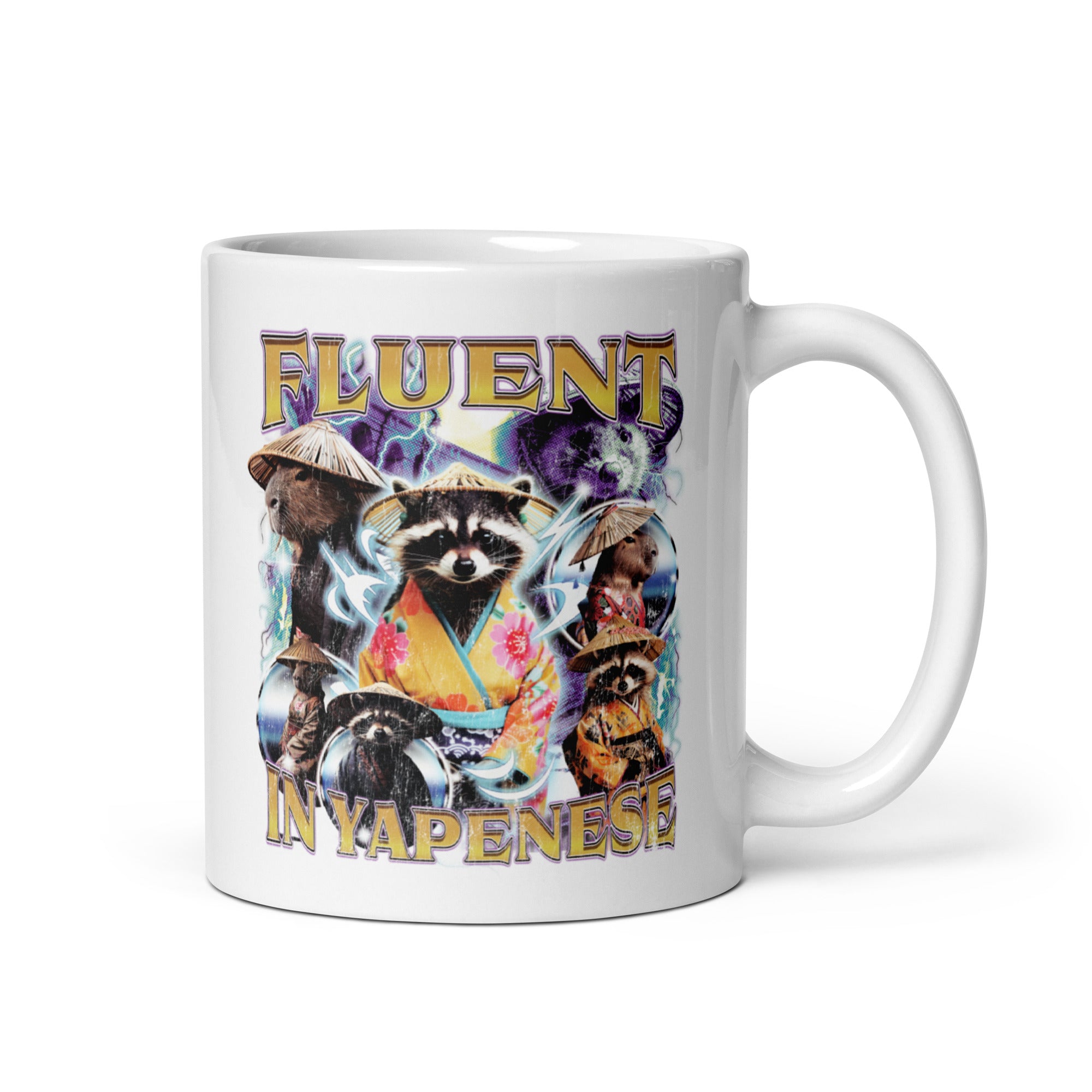 Fluent in Yapenese White glossy mug