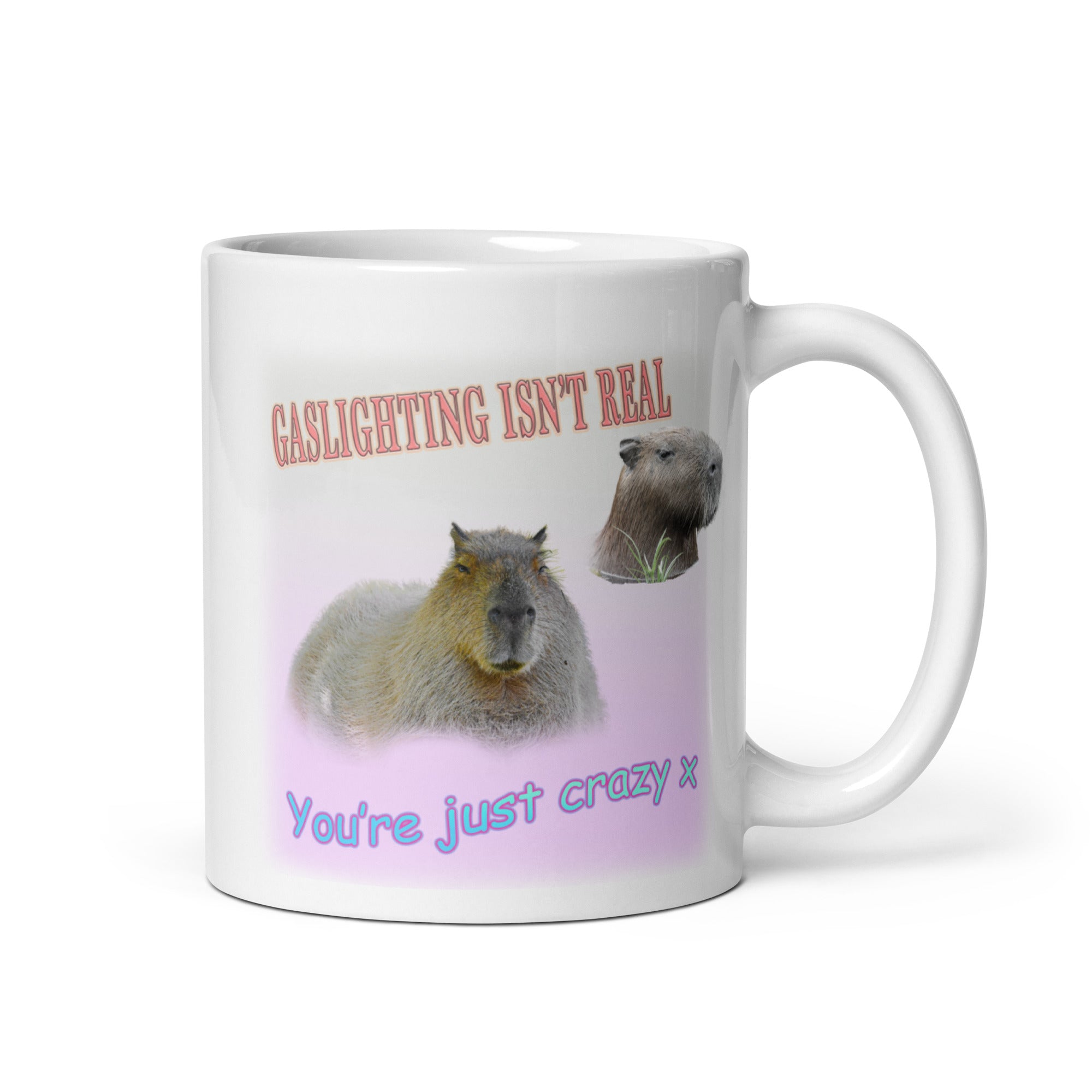 Gaslighting isn't Real White glossy mug