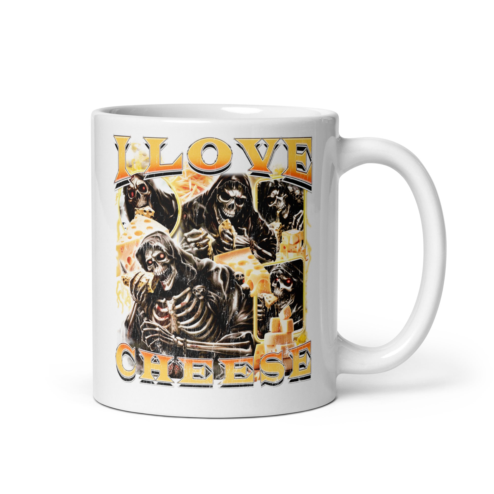 I Love Cheese White glossy mug