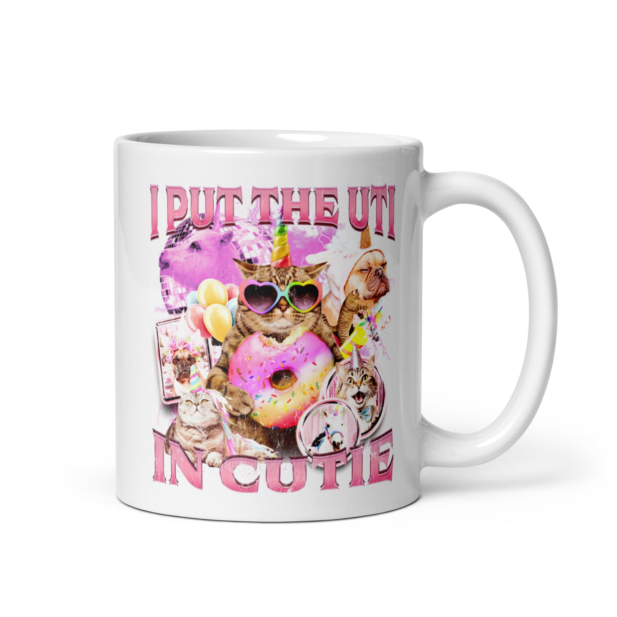 I Put the UTI in Cutie White glossy mug