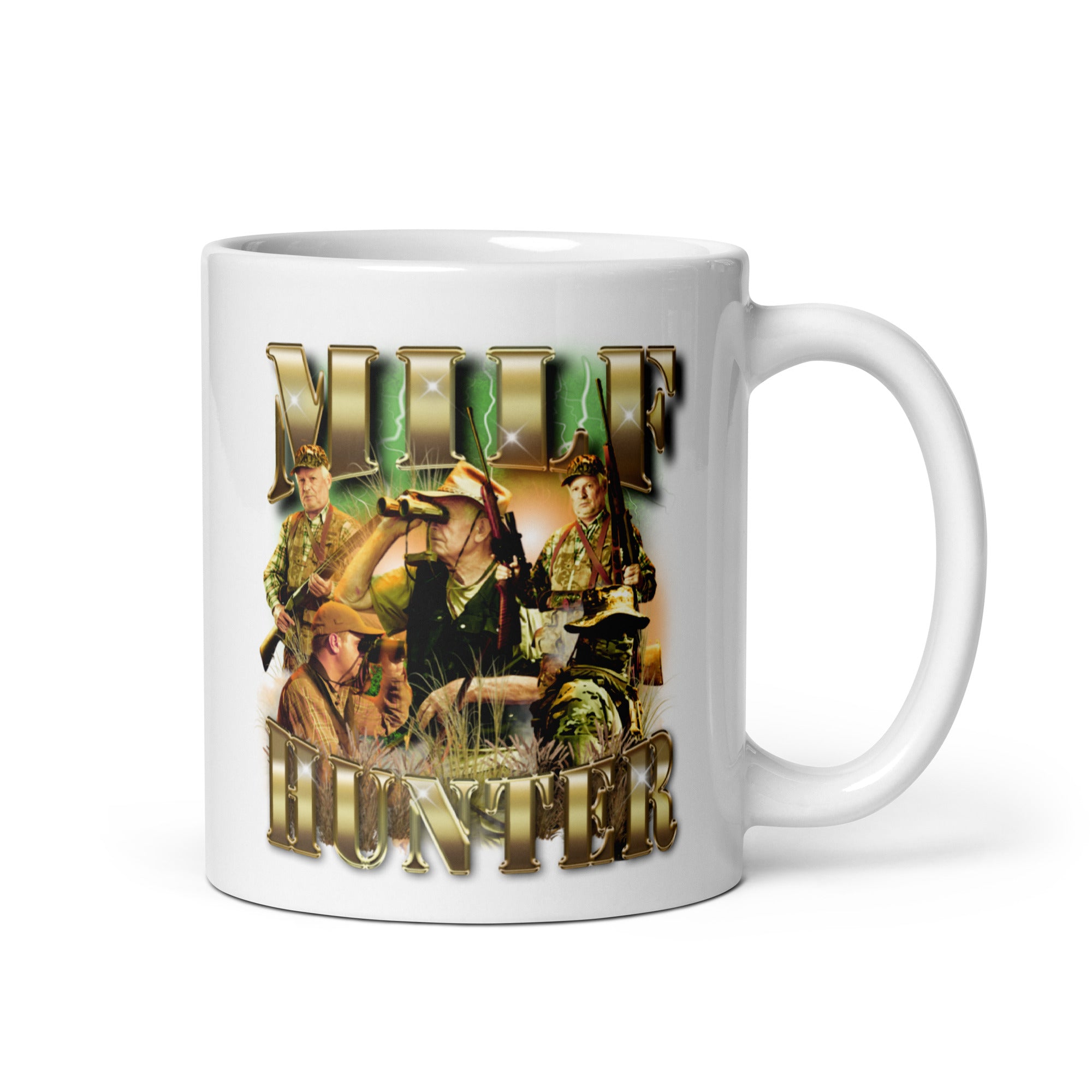 Milf Hunter White glossy mug