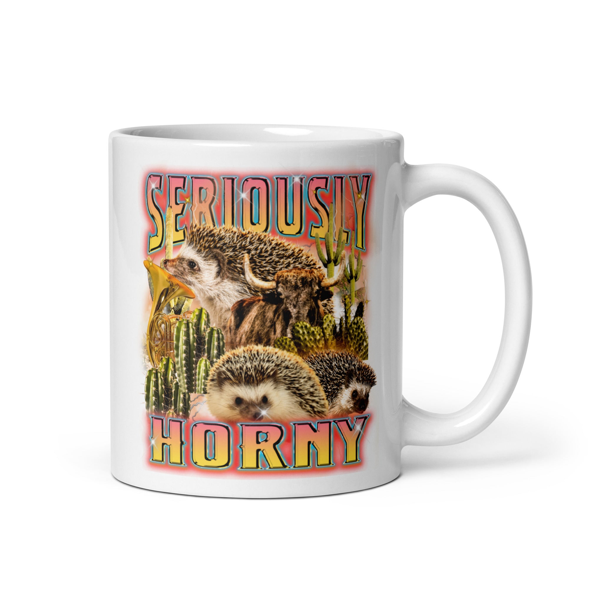 Seriously Horny White glossy mug