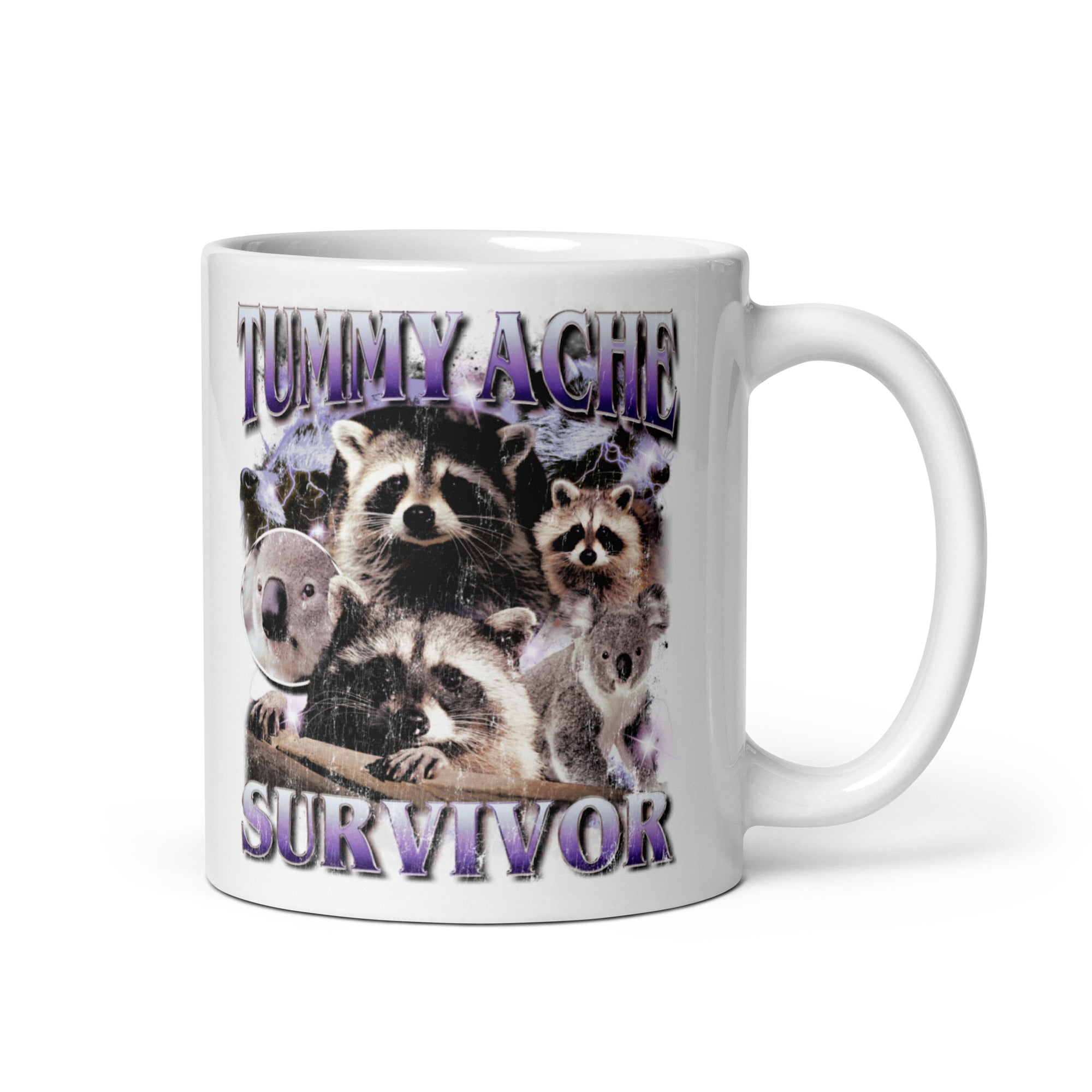 Tummy Ache Survivor White glossy mug