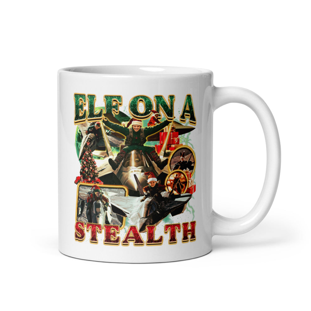 Elf on a Stealth White glossy mug