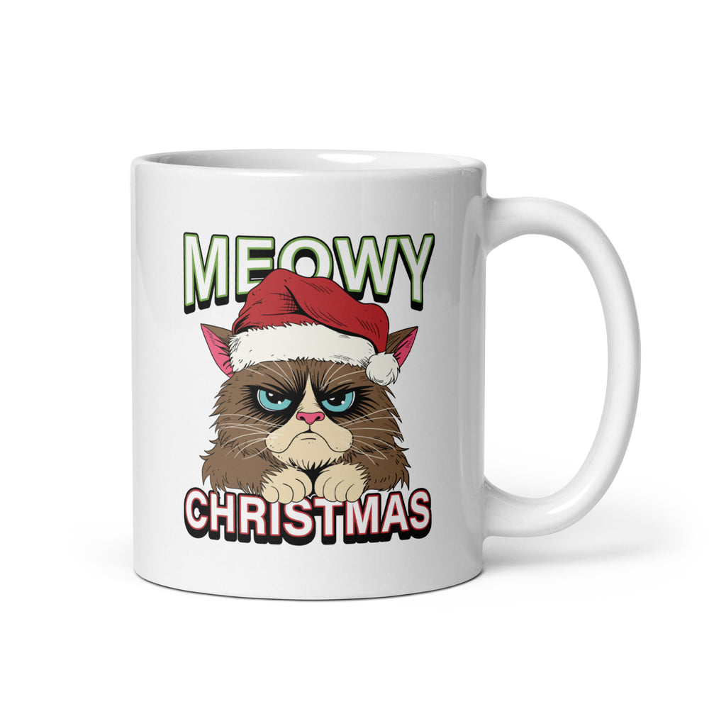 Meowy Christmas White glossy mug