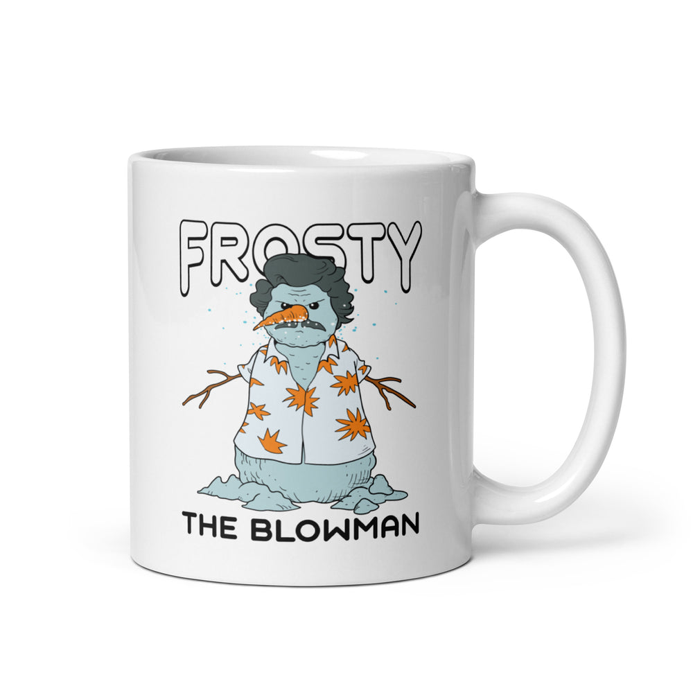 Frosty the Blowman White glossy mug