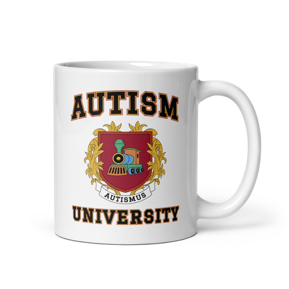 Autism University White glossy mug