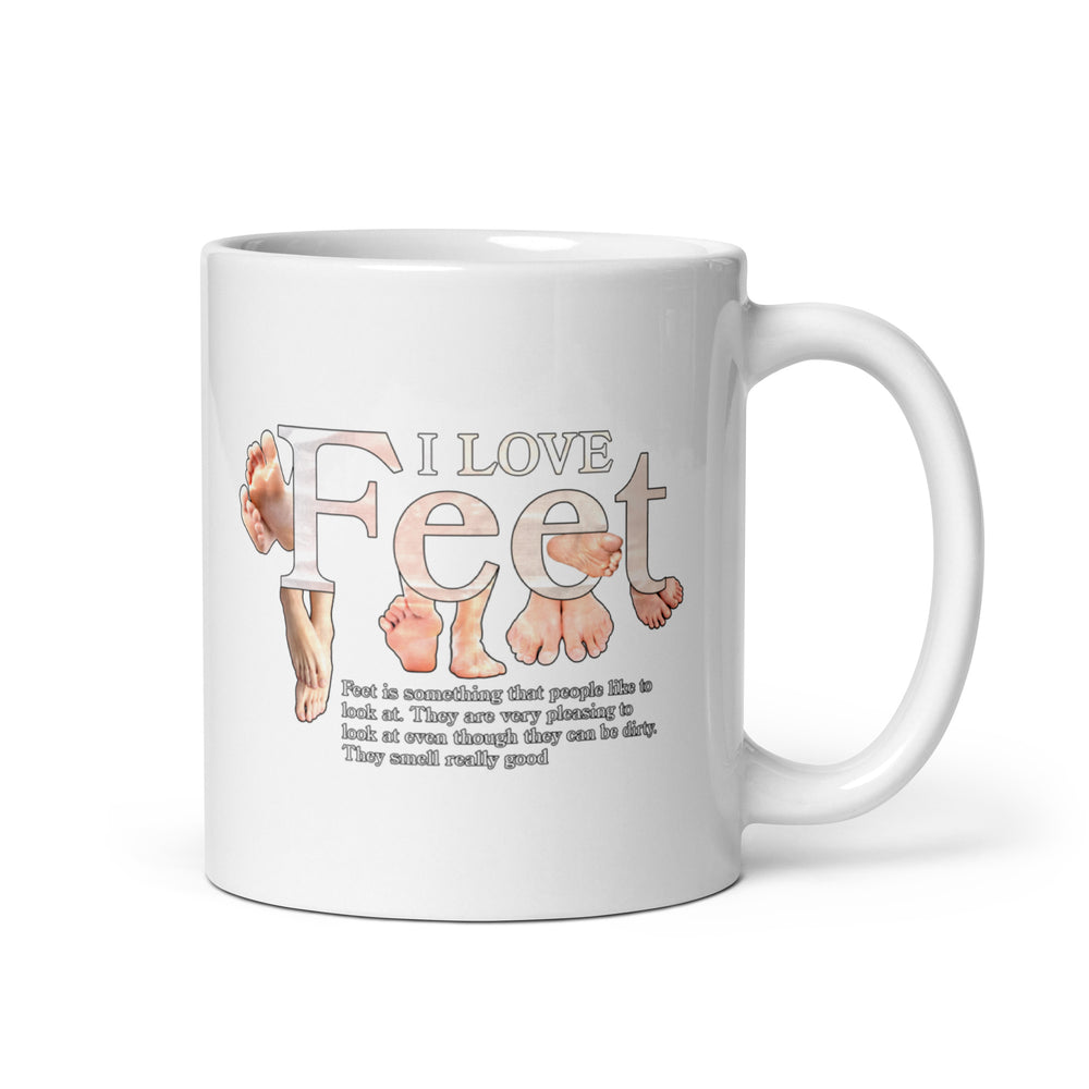 I Love Feet White glossy mug