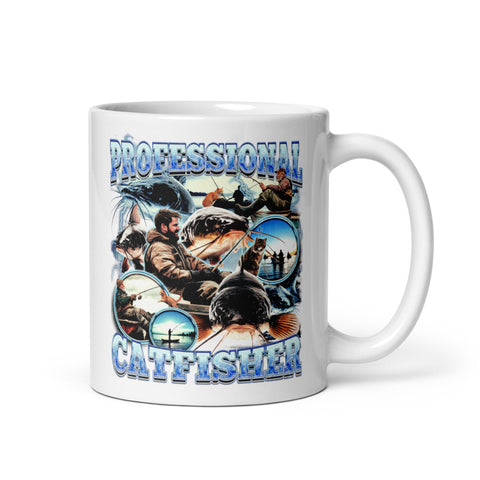 Professional Catfisher White glossy mug